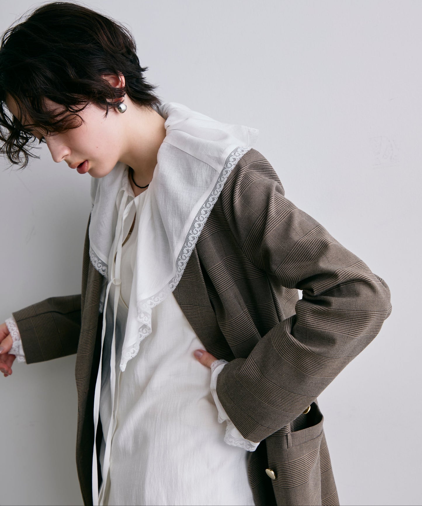 ビックカラーレーストリムブラウス