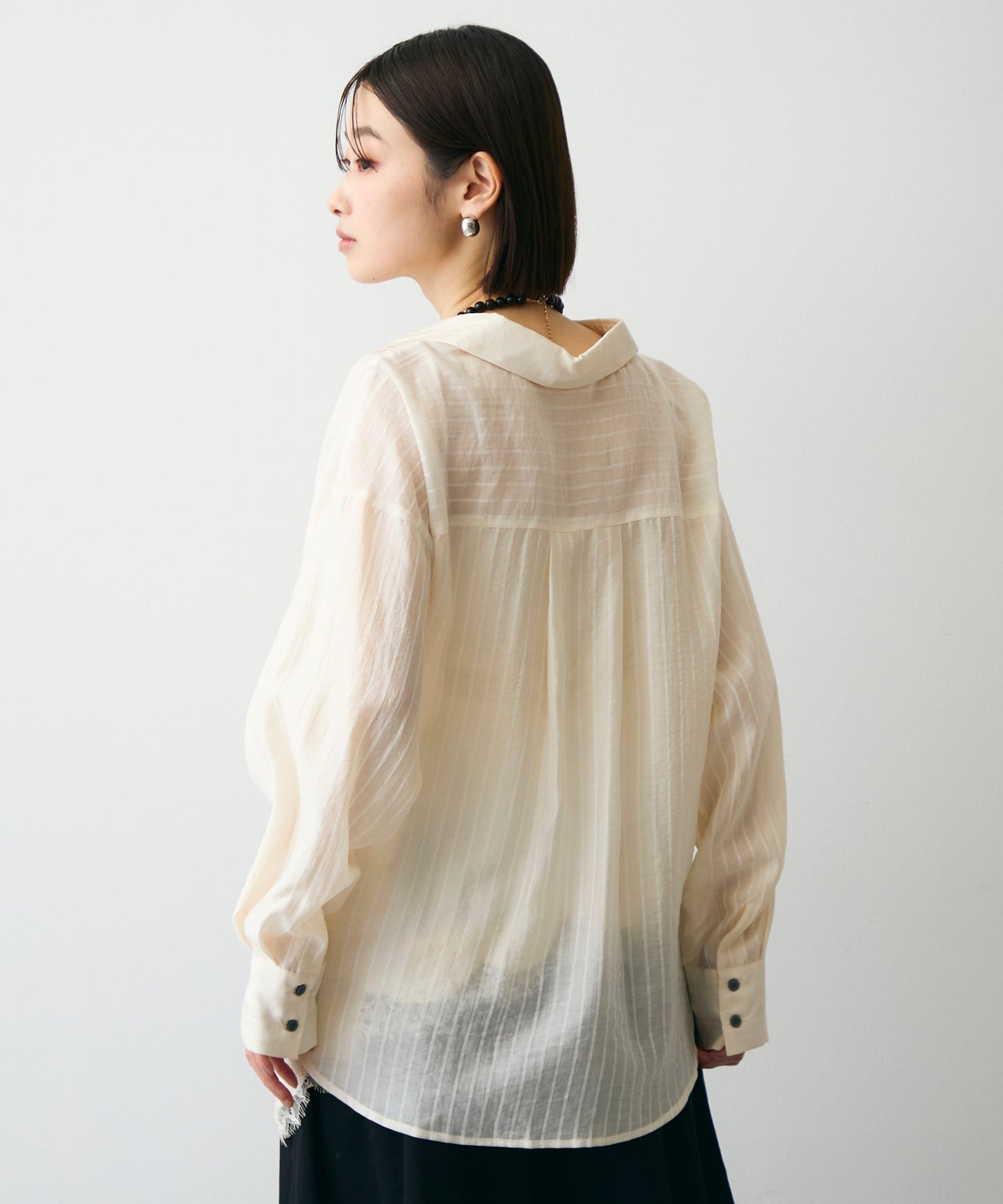 シアーストライプねじれブラウス