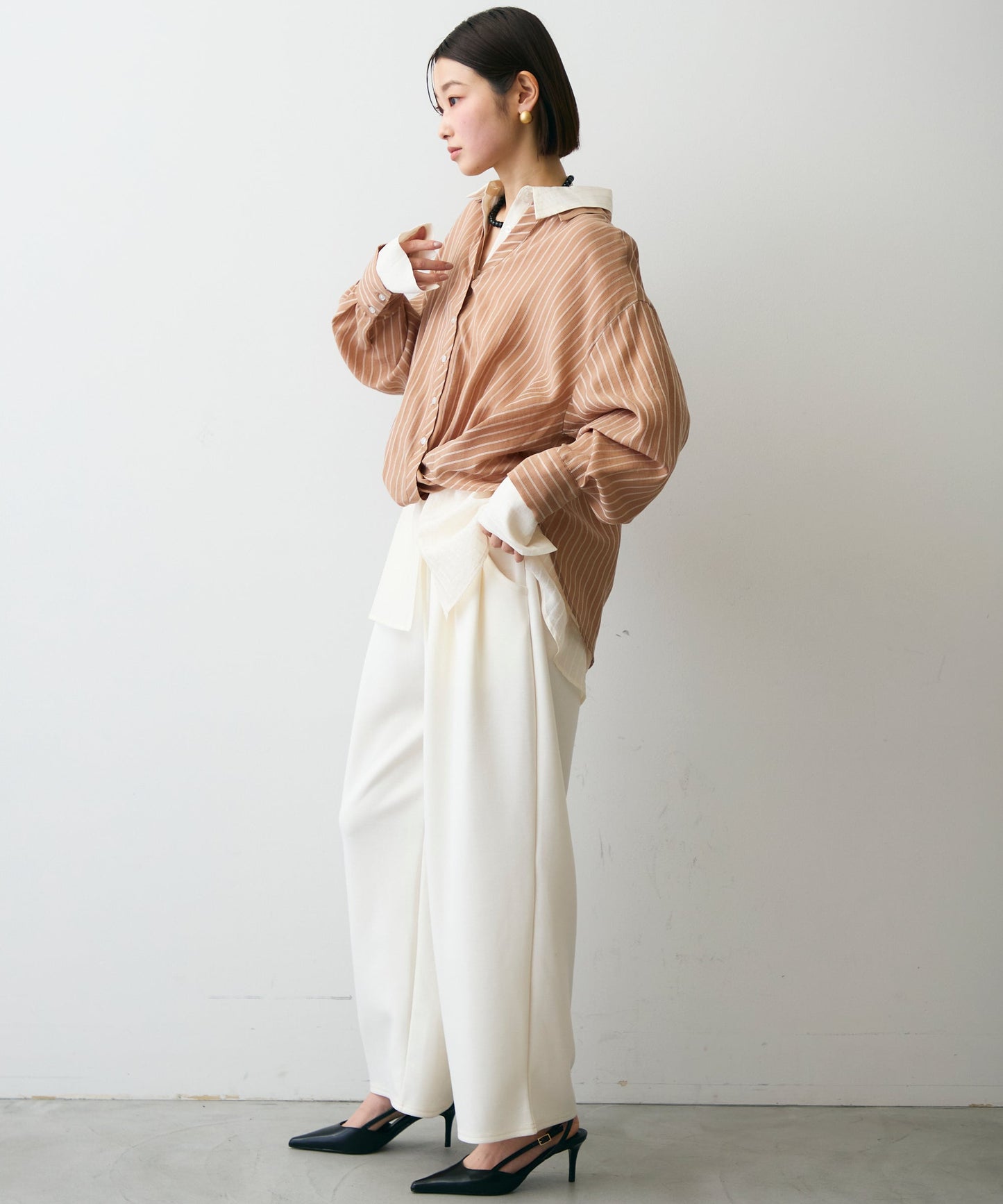 シアーストライプねじれブラウス