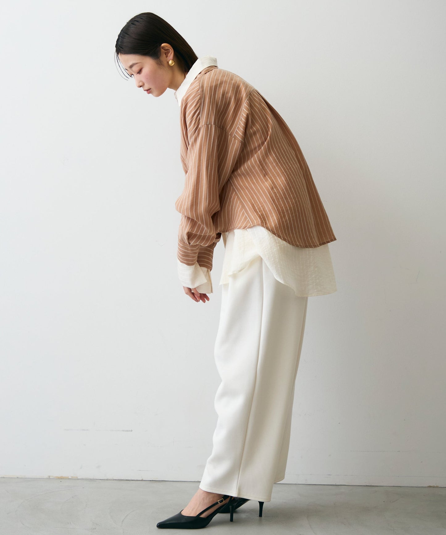 シアーストライプねじれブラウス