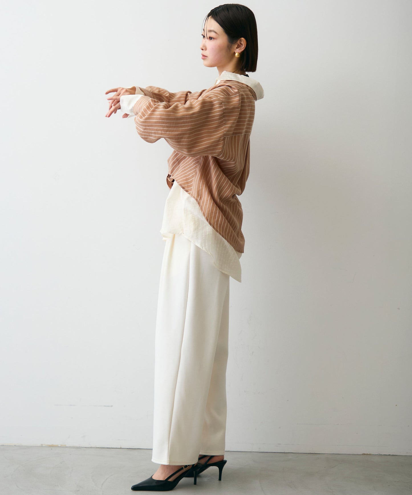 シアーストライプねじれブラウス