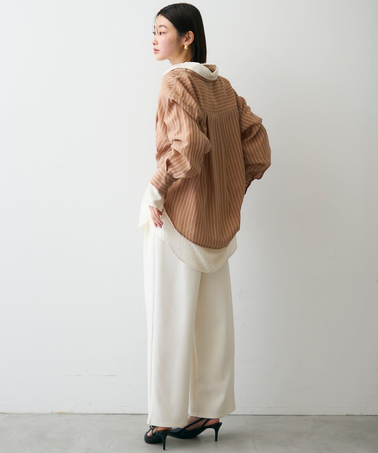 シアーストライプねじれブラウス