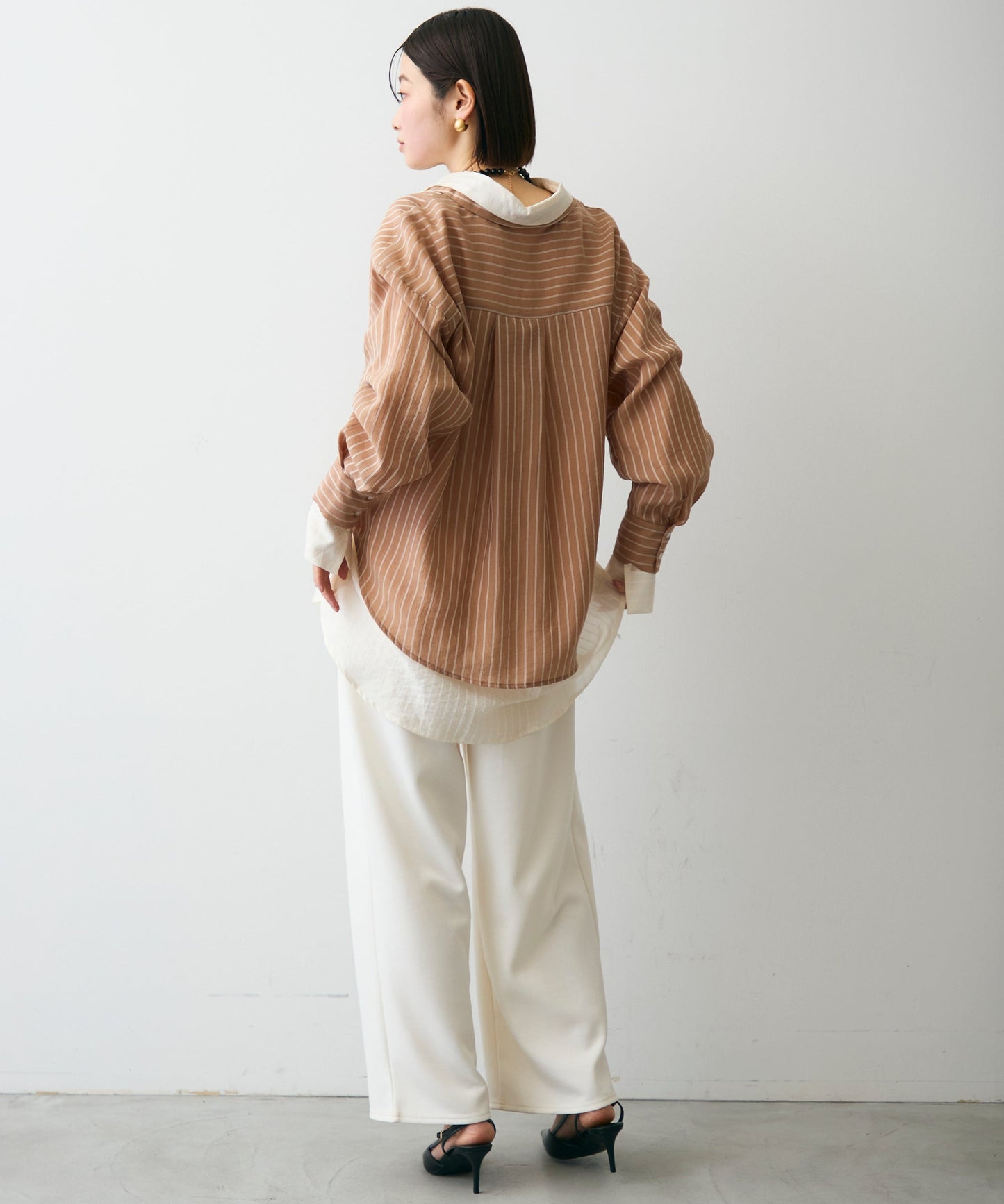 シアーストライプねじれブラウス