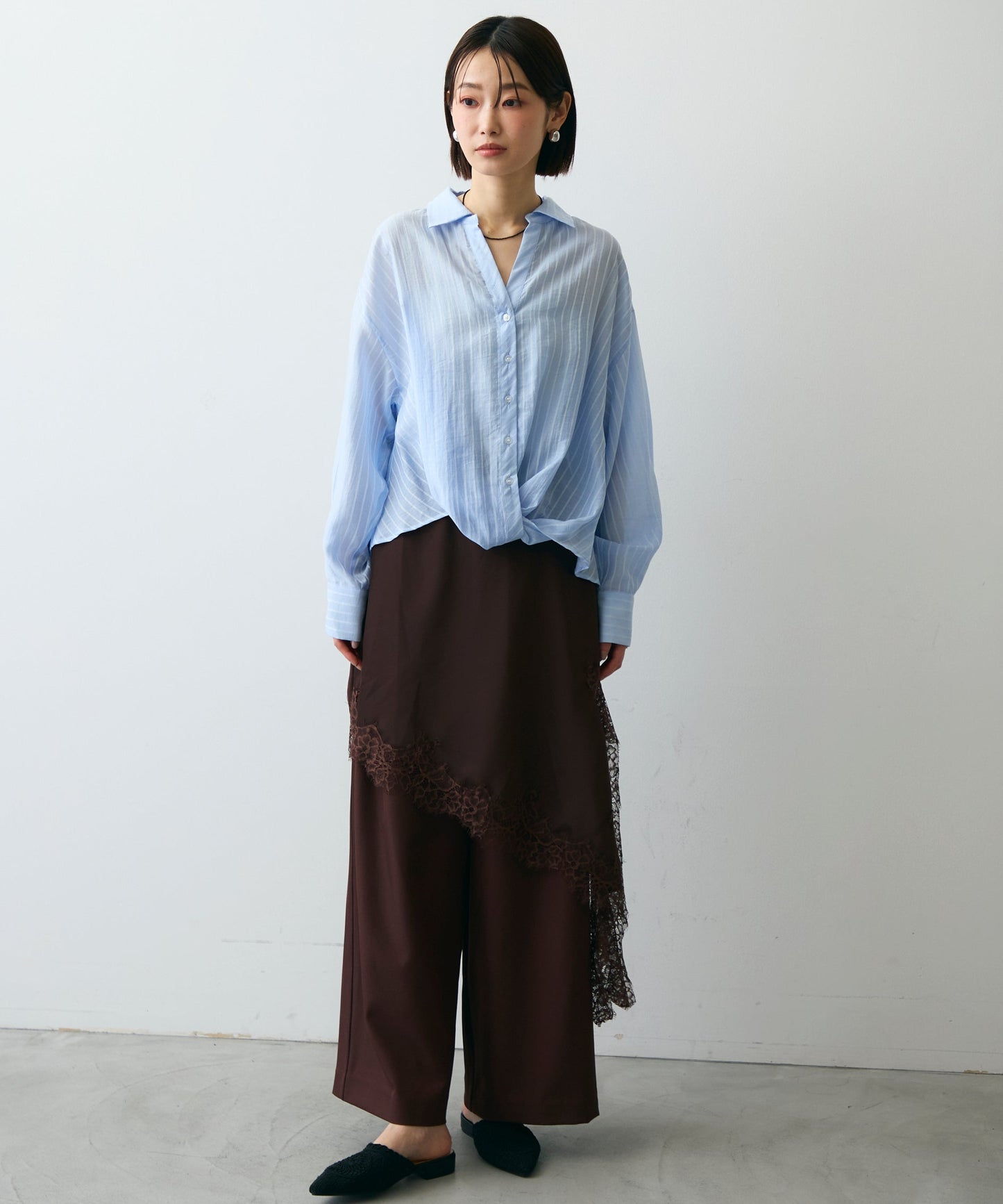 シアーストライプねじれブラウス