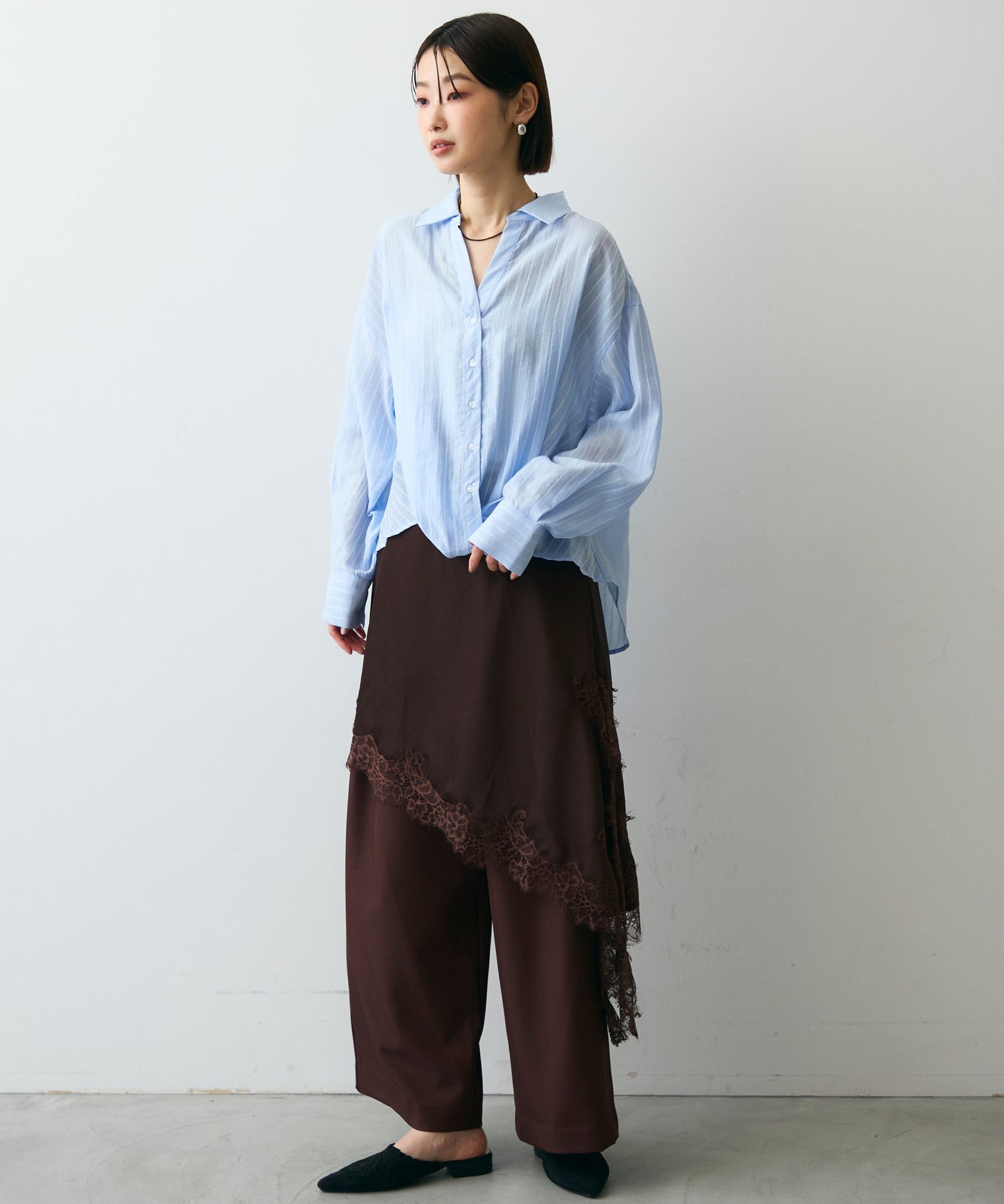 シアーストライプねじれブラウス