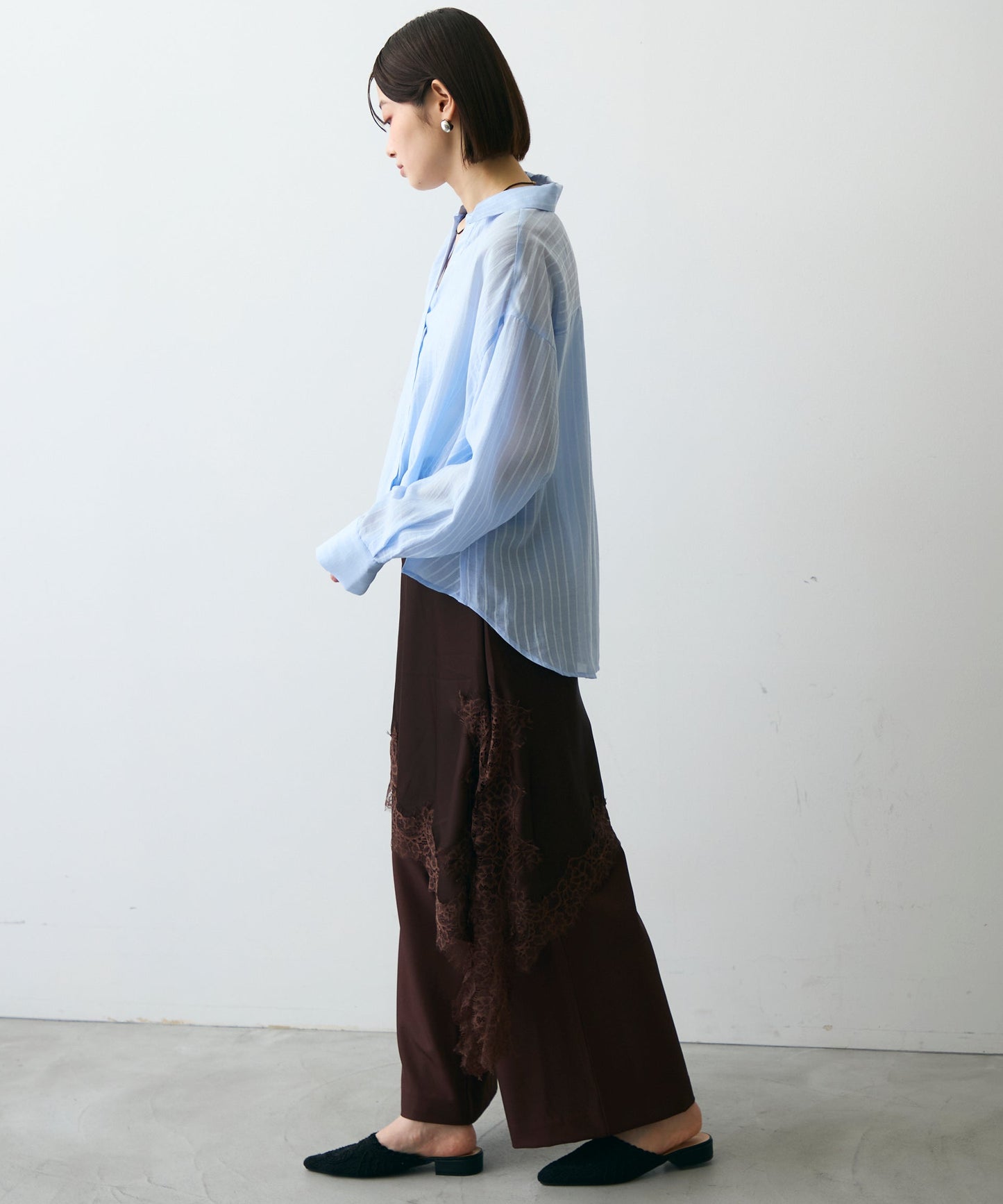 シアーストライプねじれブラウス