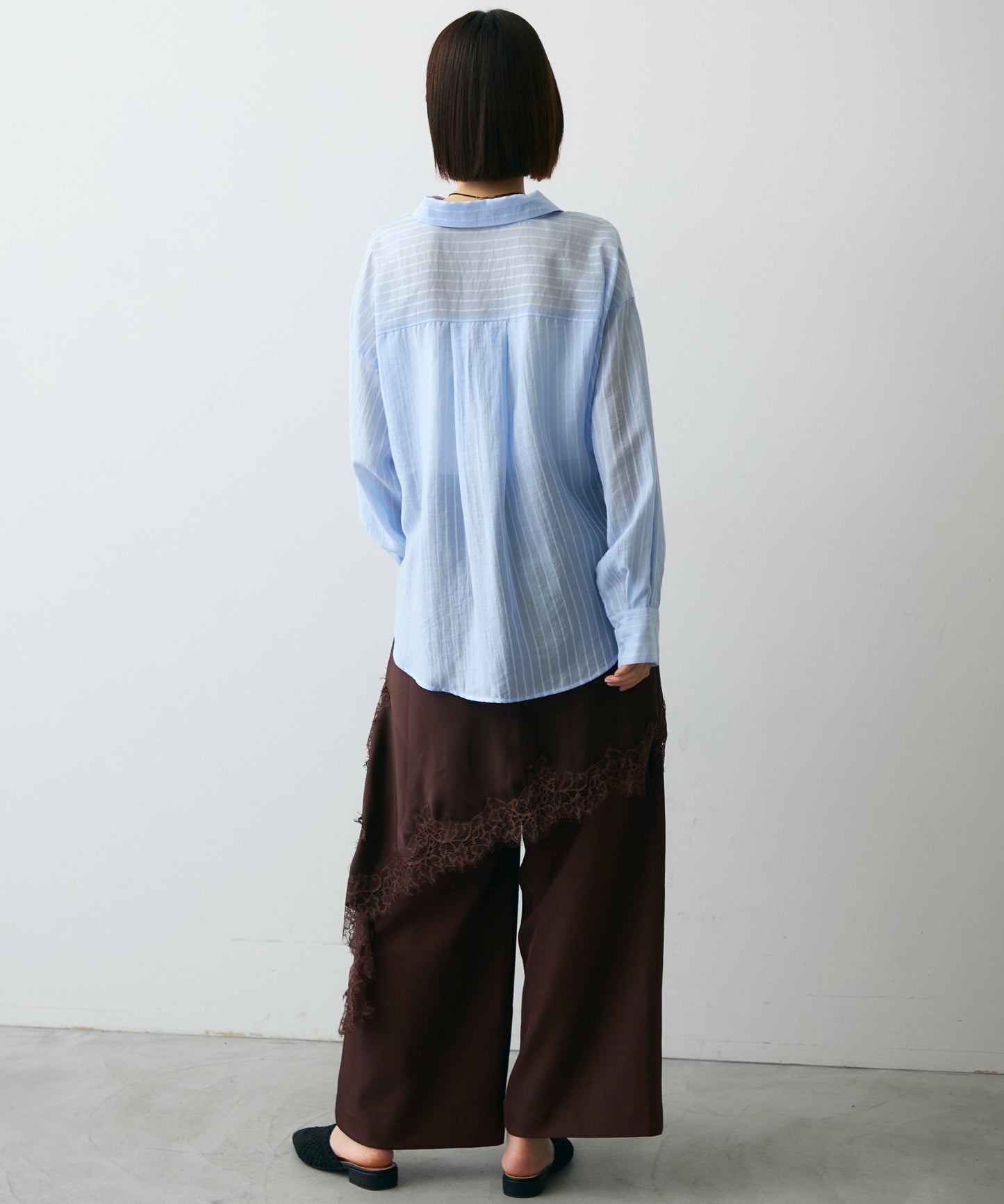 シアーストライプねじれブラウス