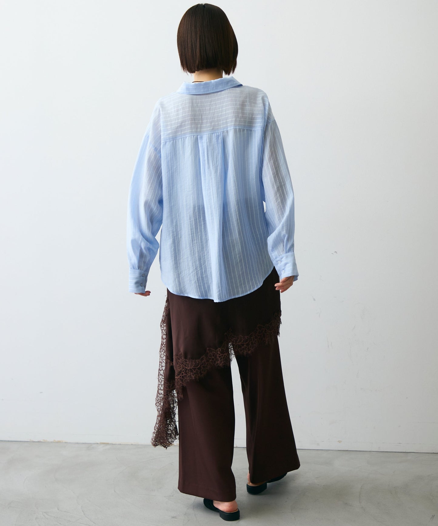 シアーストライプねじれブラウス