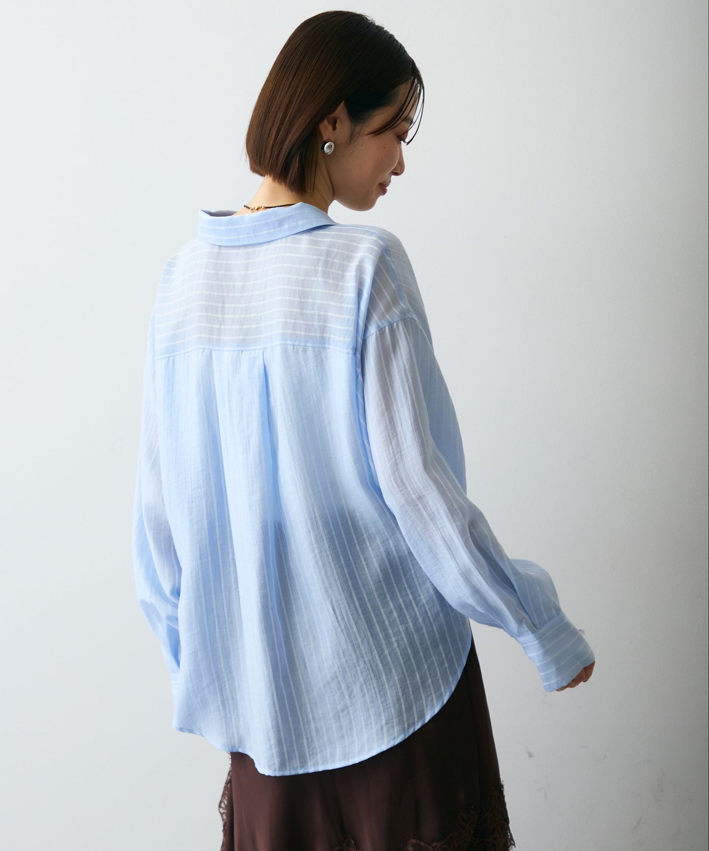 シアーストライプねじれブラウス