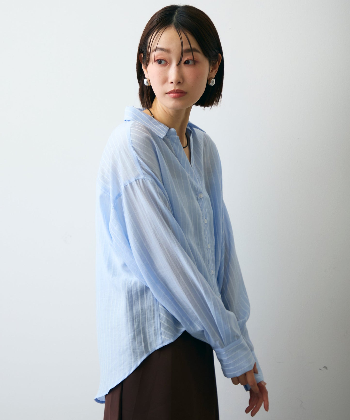 シアーストライプねじれブラウス