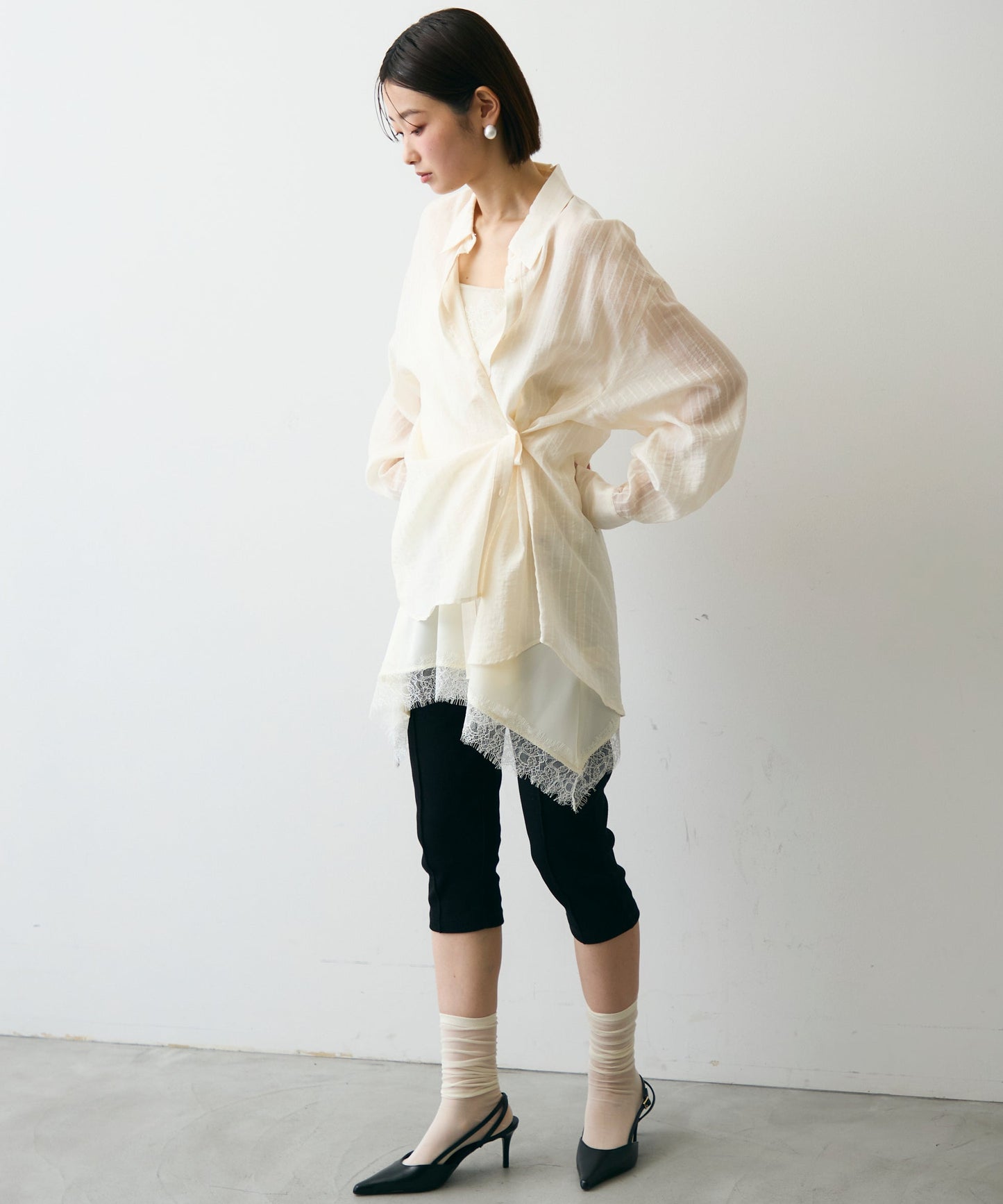 シアーストライプ2WAYシャツ