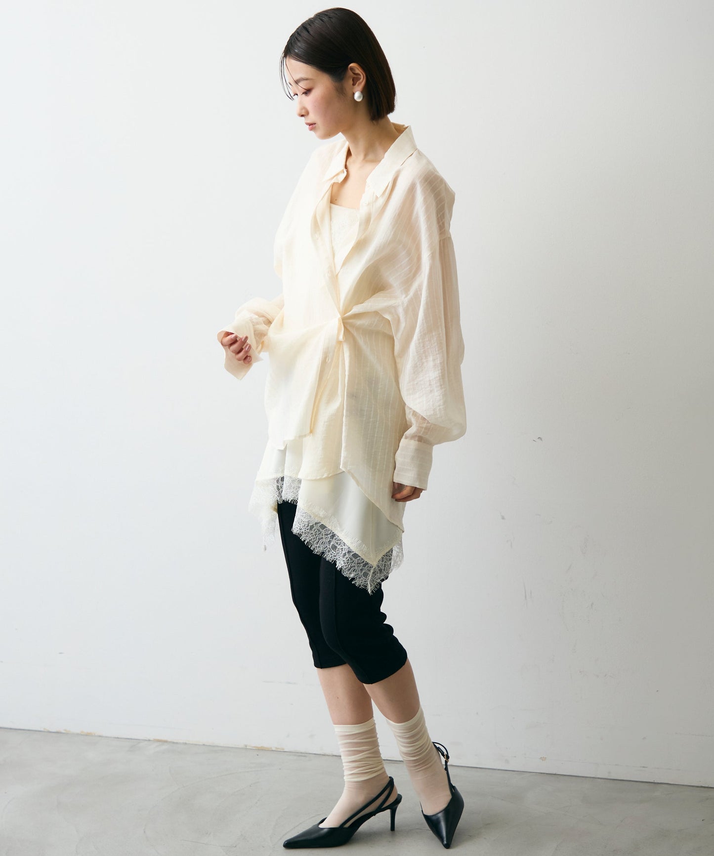 シアーストライプ2WAYシャツ