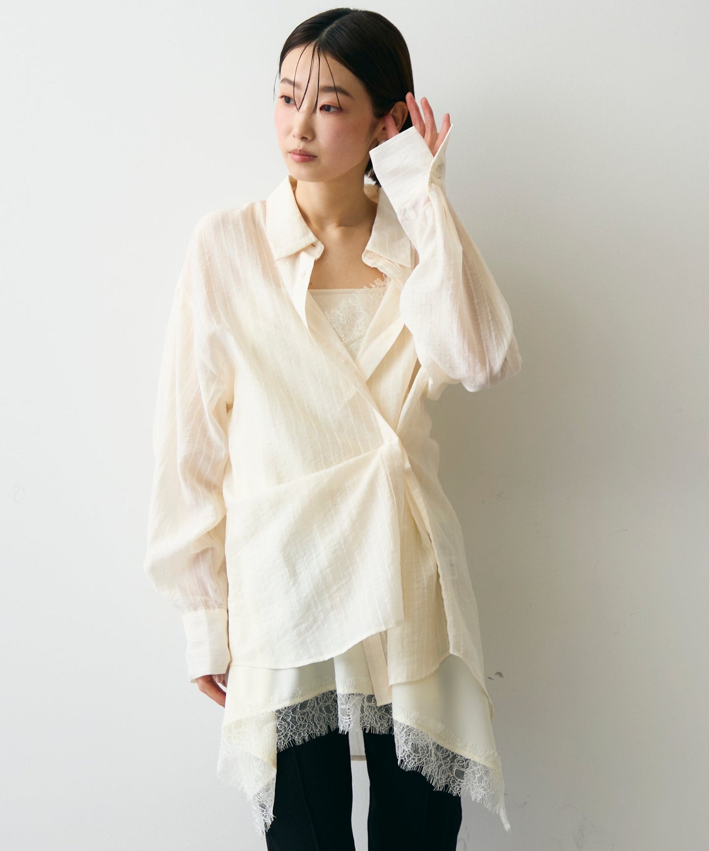 シアーストライプ2WAYシャツ