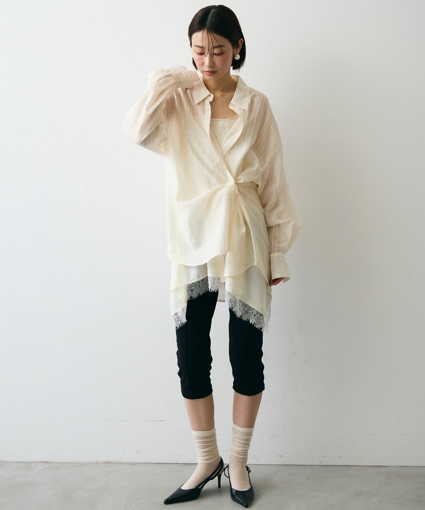 シアーストライプ2WAYシャツ