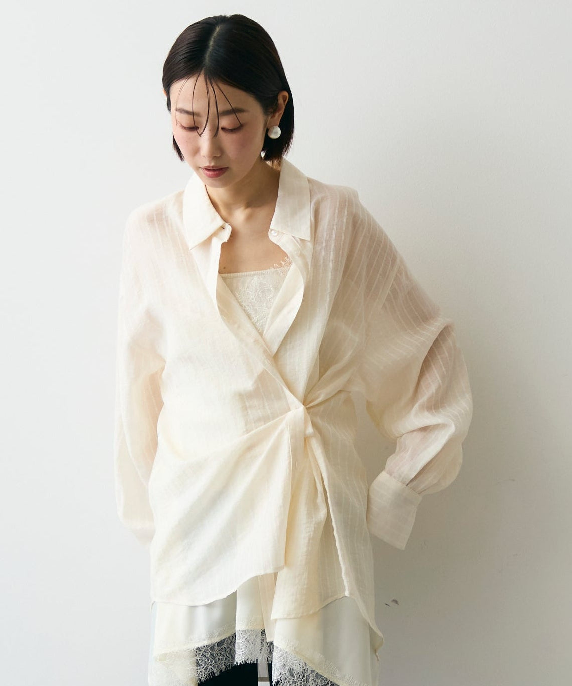 シアーストライプ2WAYシャツ