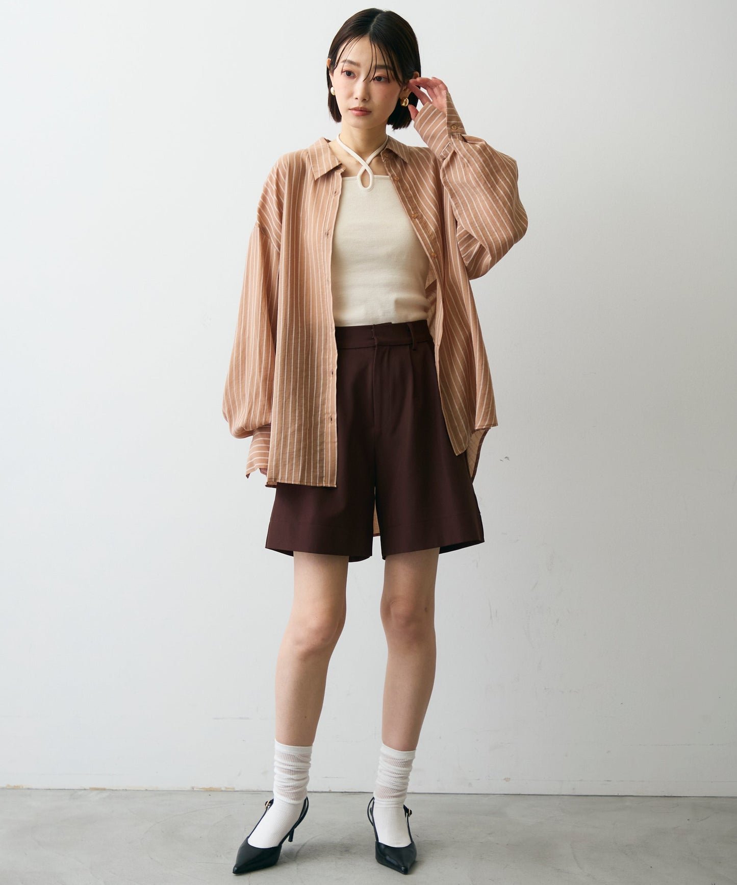 シアーストライプ2WAYシャツ