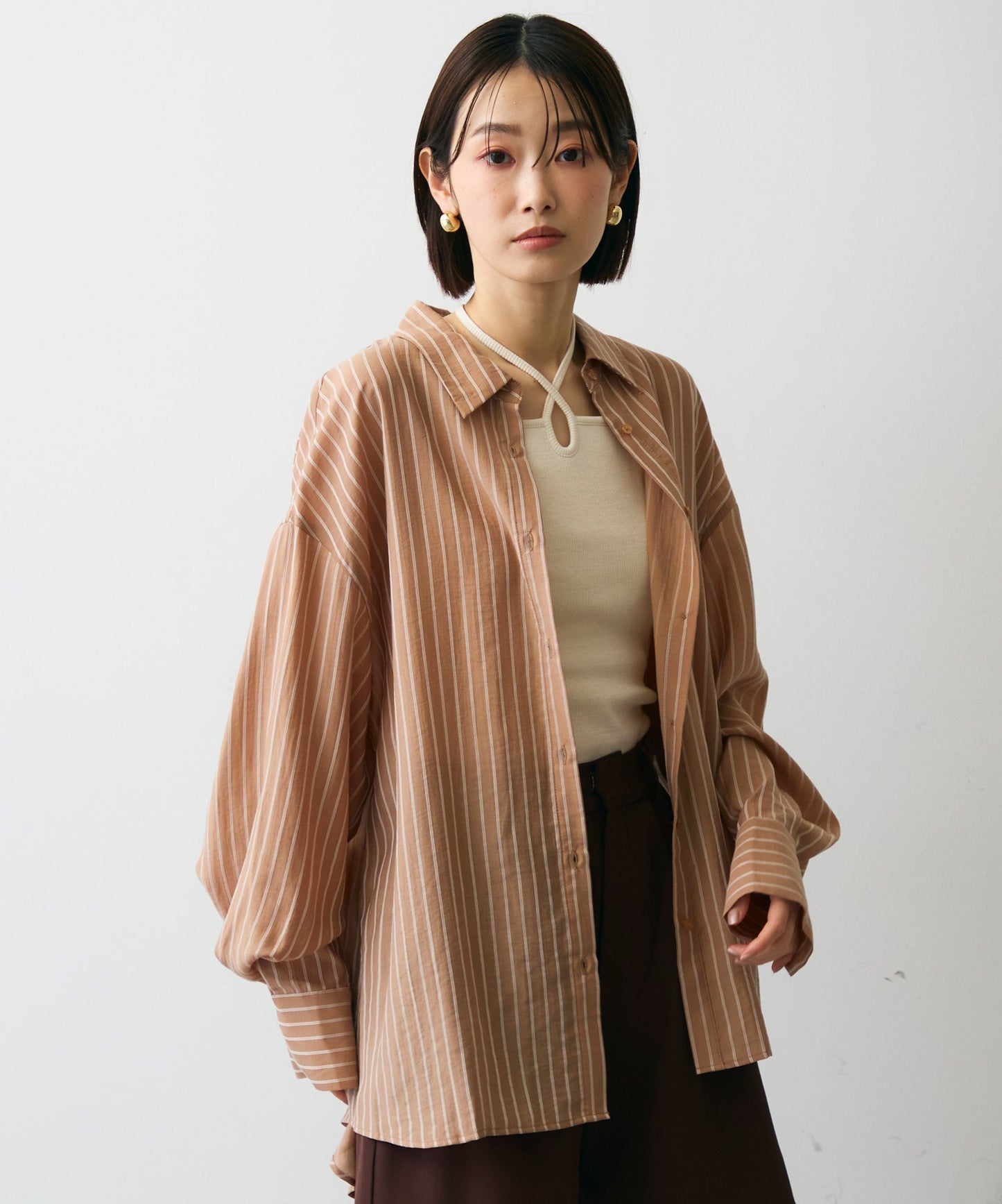 シアーストライプ2WAYシャツ