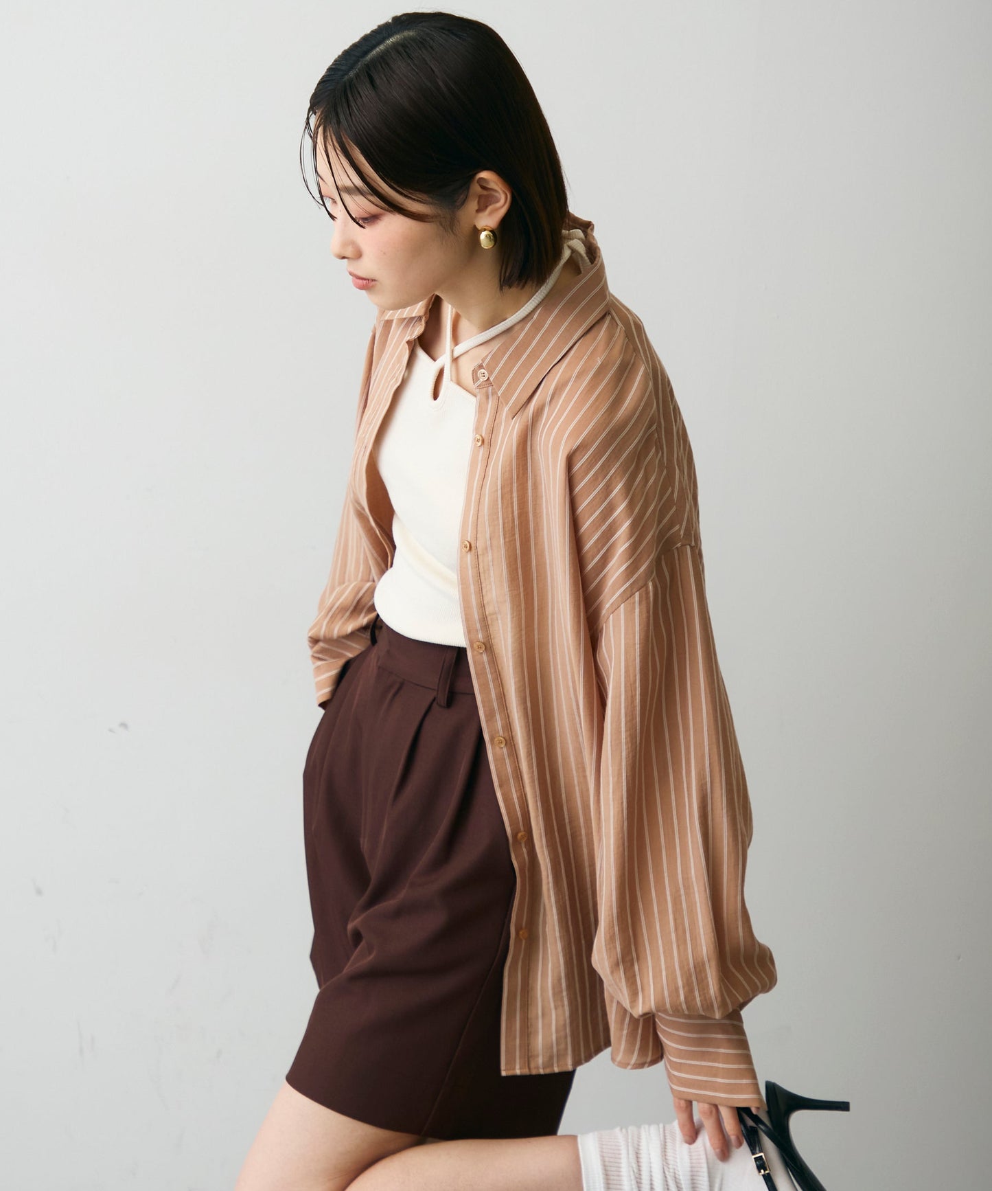 シアーストライプ2WAYシャツ