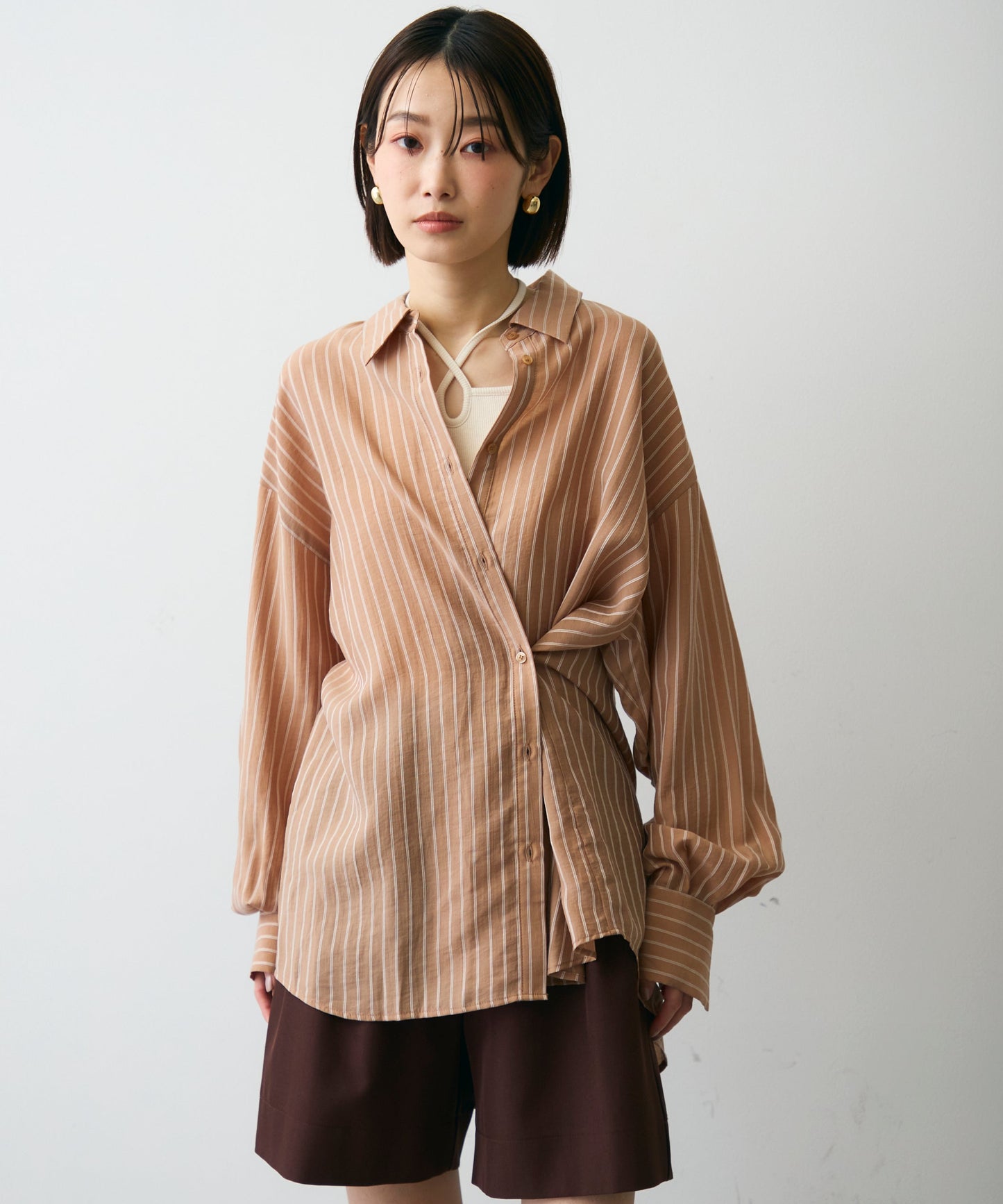 シアーストライプ2WAYシャツ