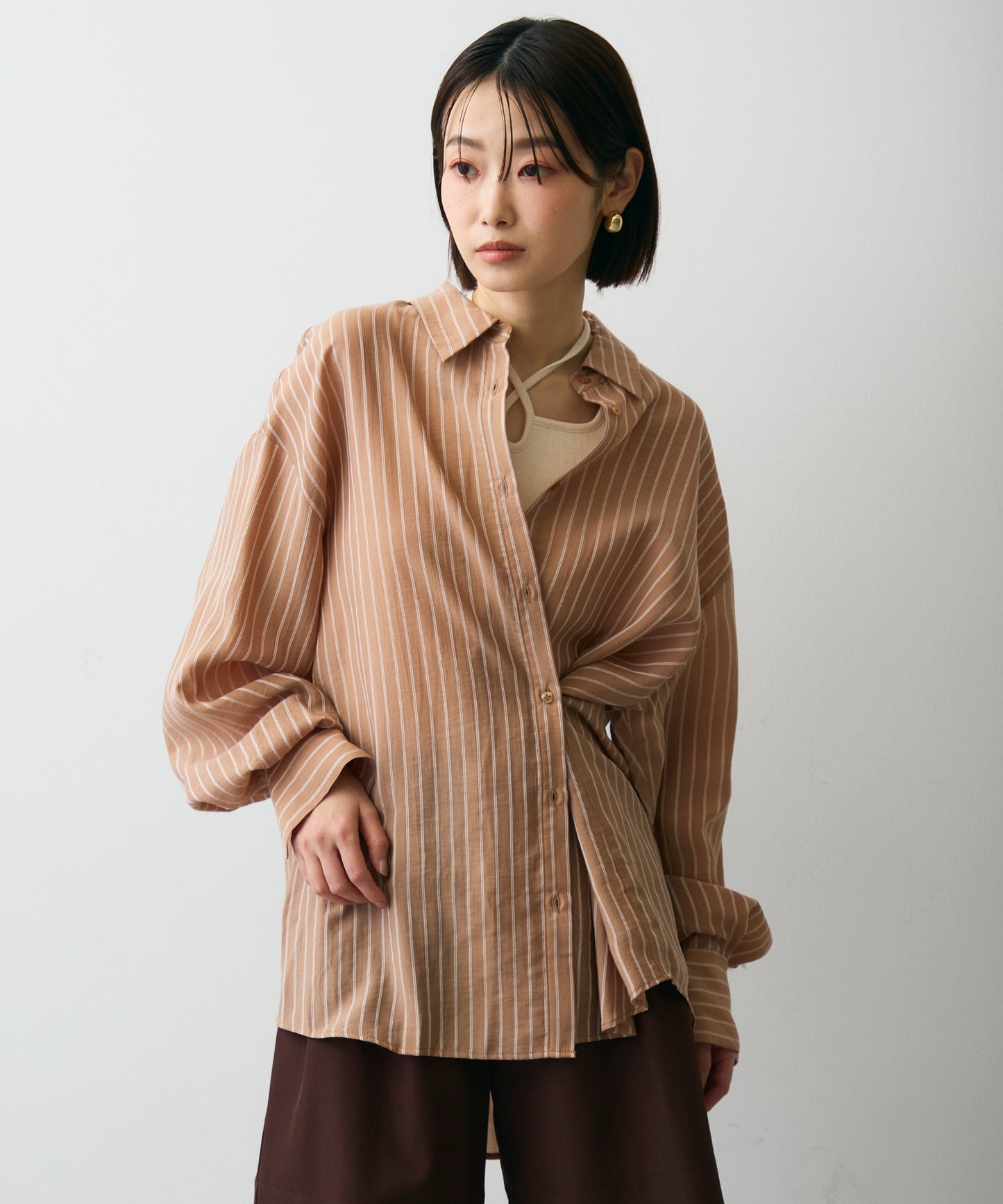 シアーストライプ2WAYシャツ
