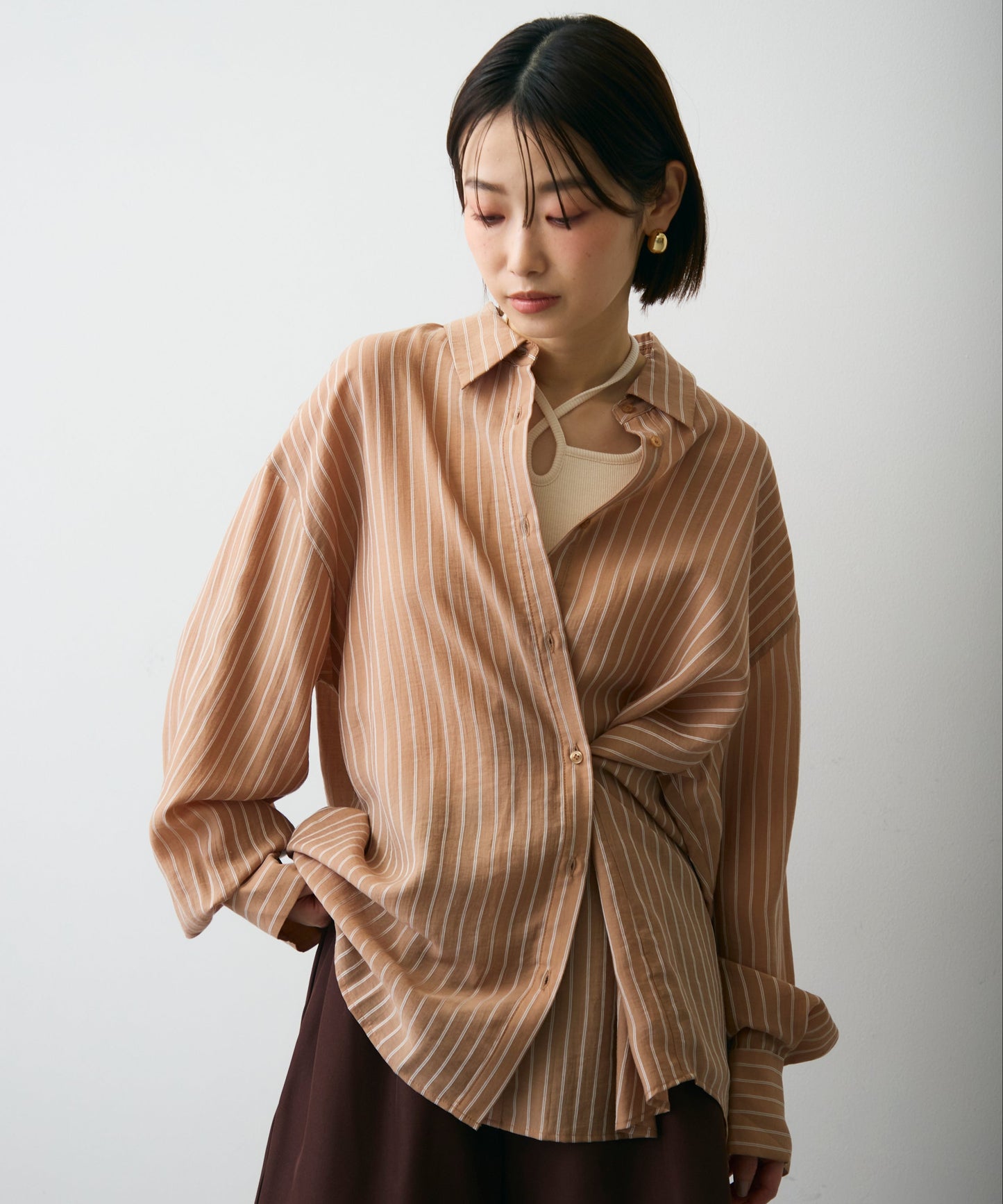 シアーストライプ2WAYシャツ