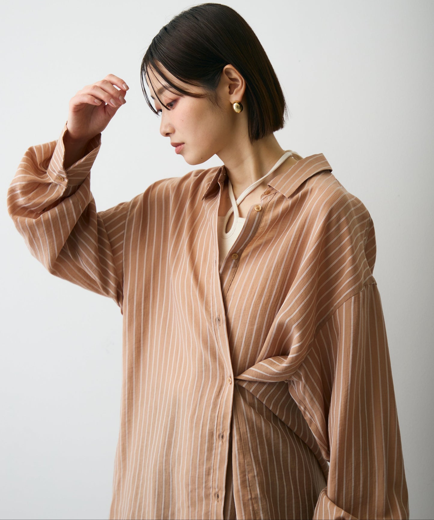 シアーストライプ2WAYシャツ