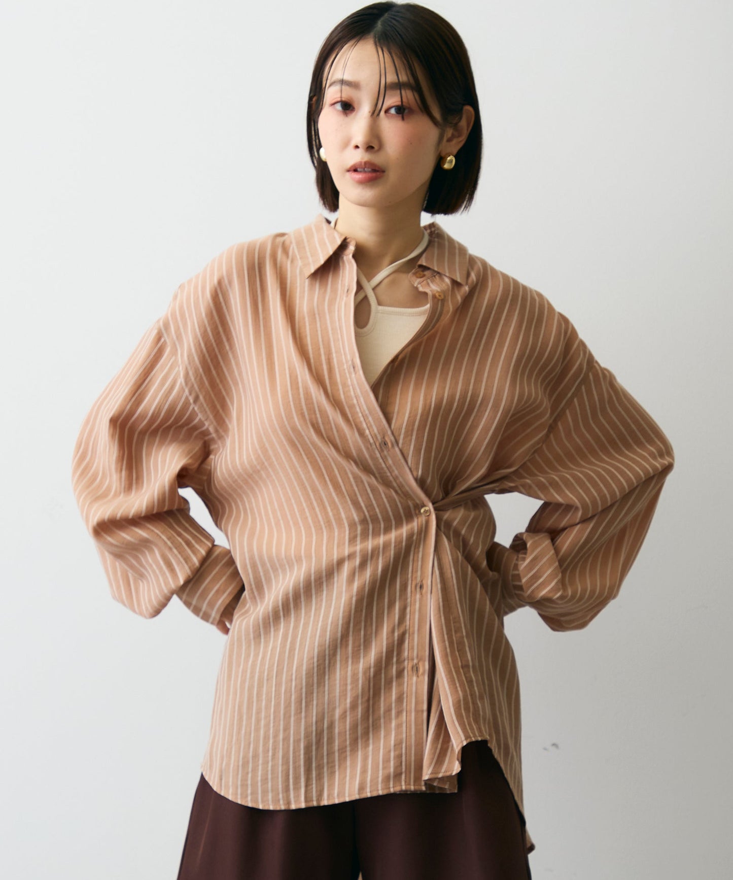 シアーストライプ2WAYシャツ