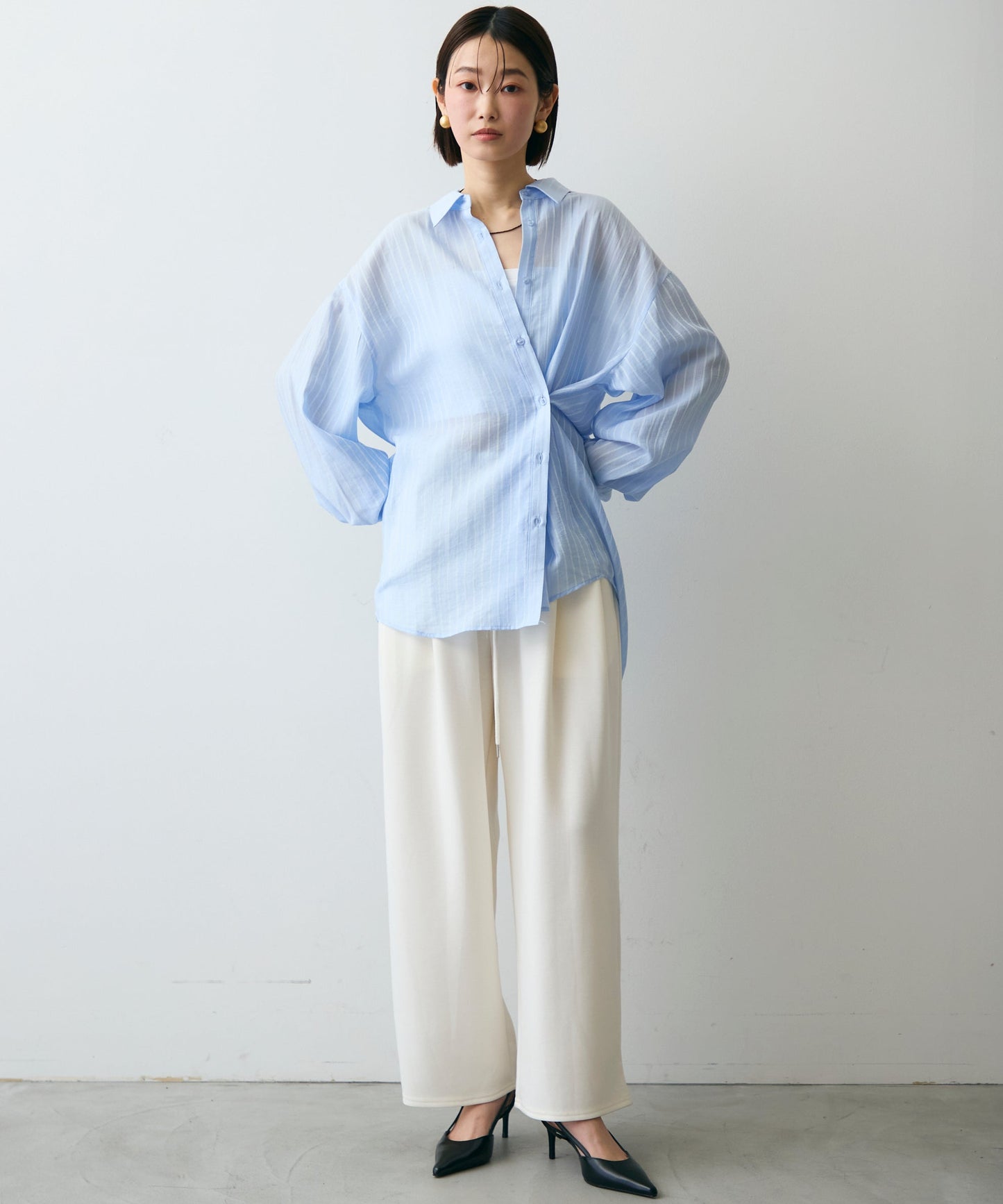 シアーストライプ2WAYシャツ