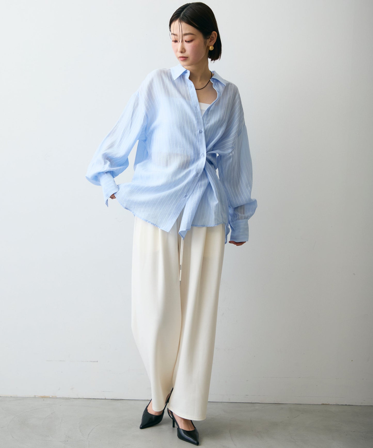 シアーストライプ2WAYシャツ