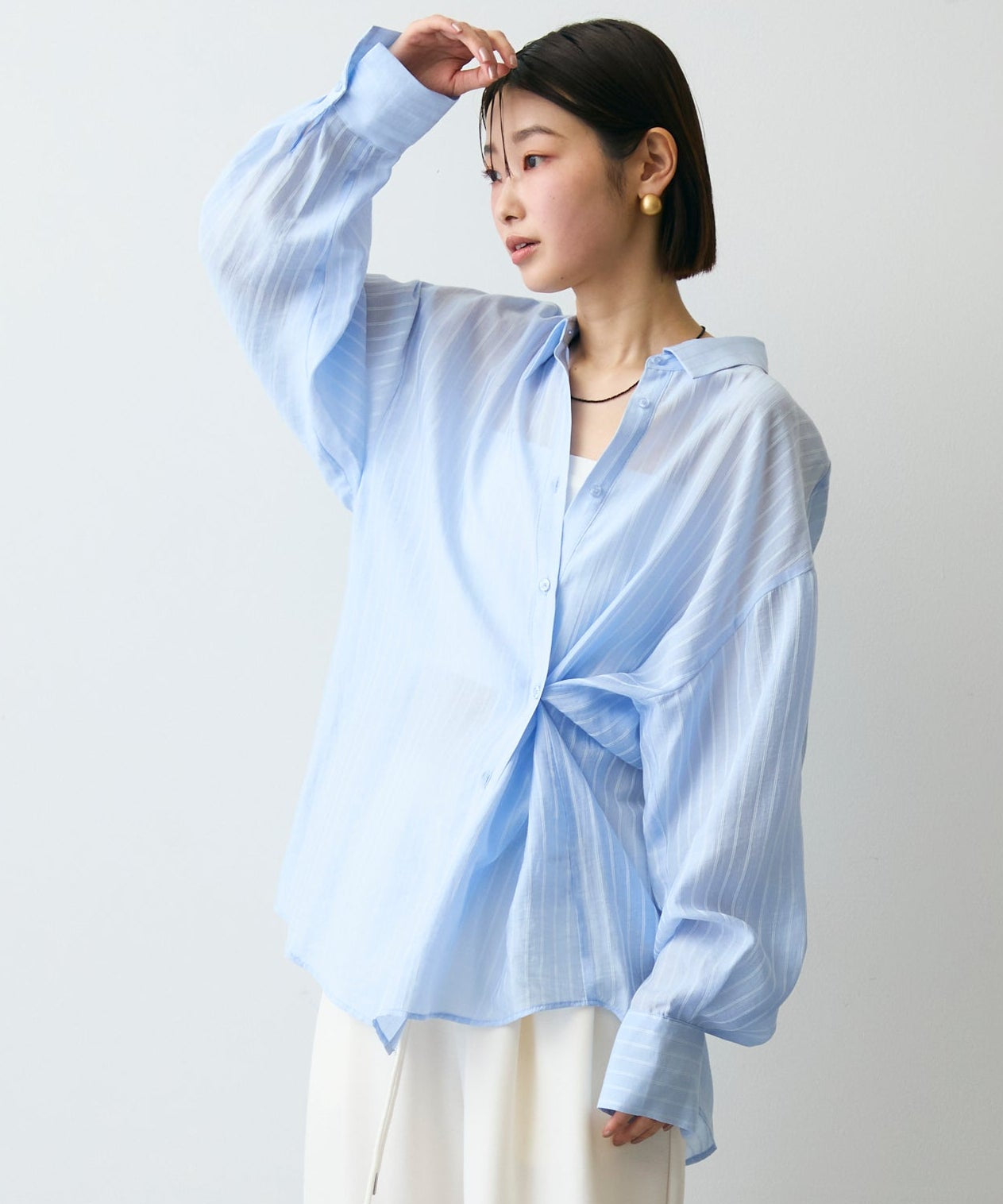 シアーストライプ2WAYシャツ