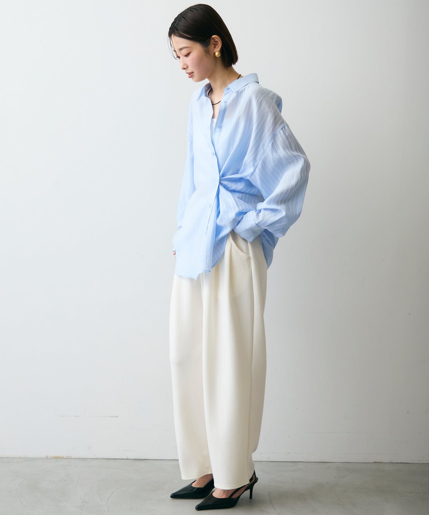 シアーストライプ2WAYシャツ