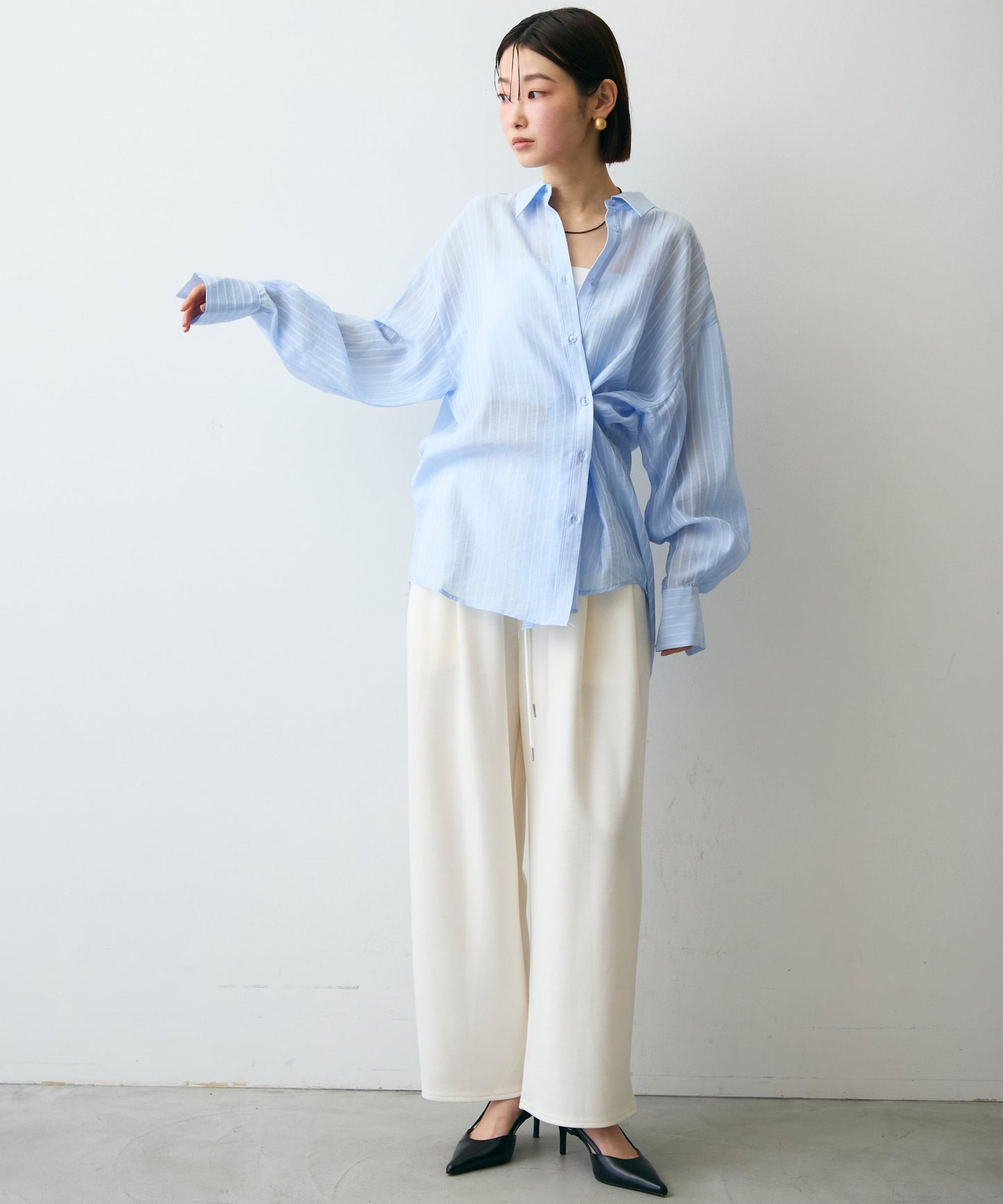 シアーストライプ2WAYシャツ