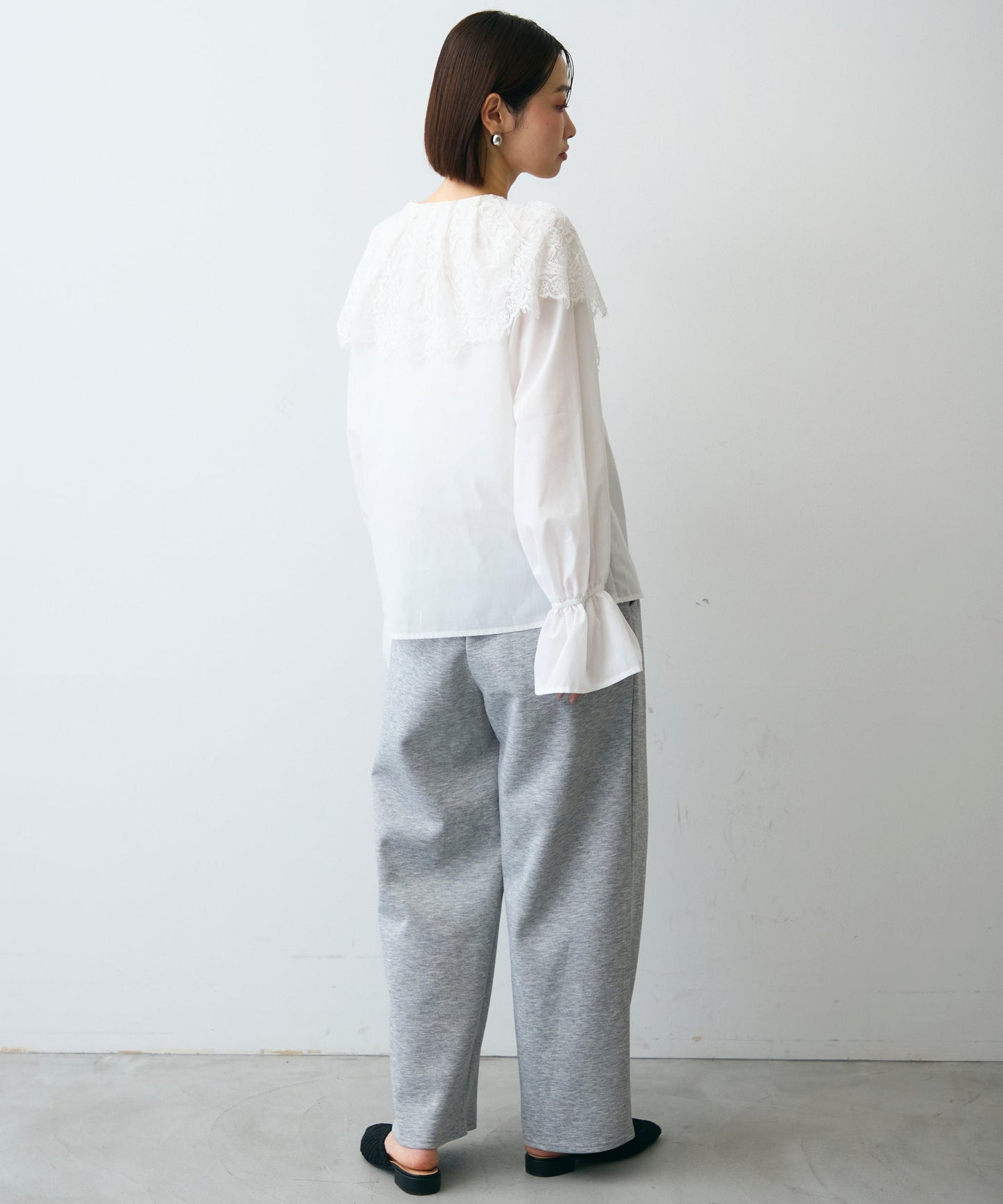 レースビッグカラーブラウス