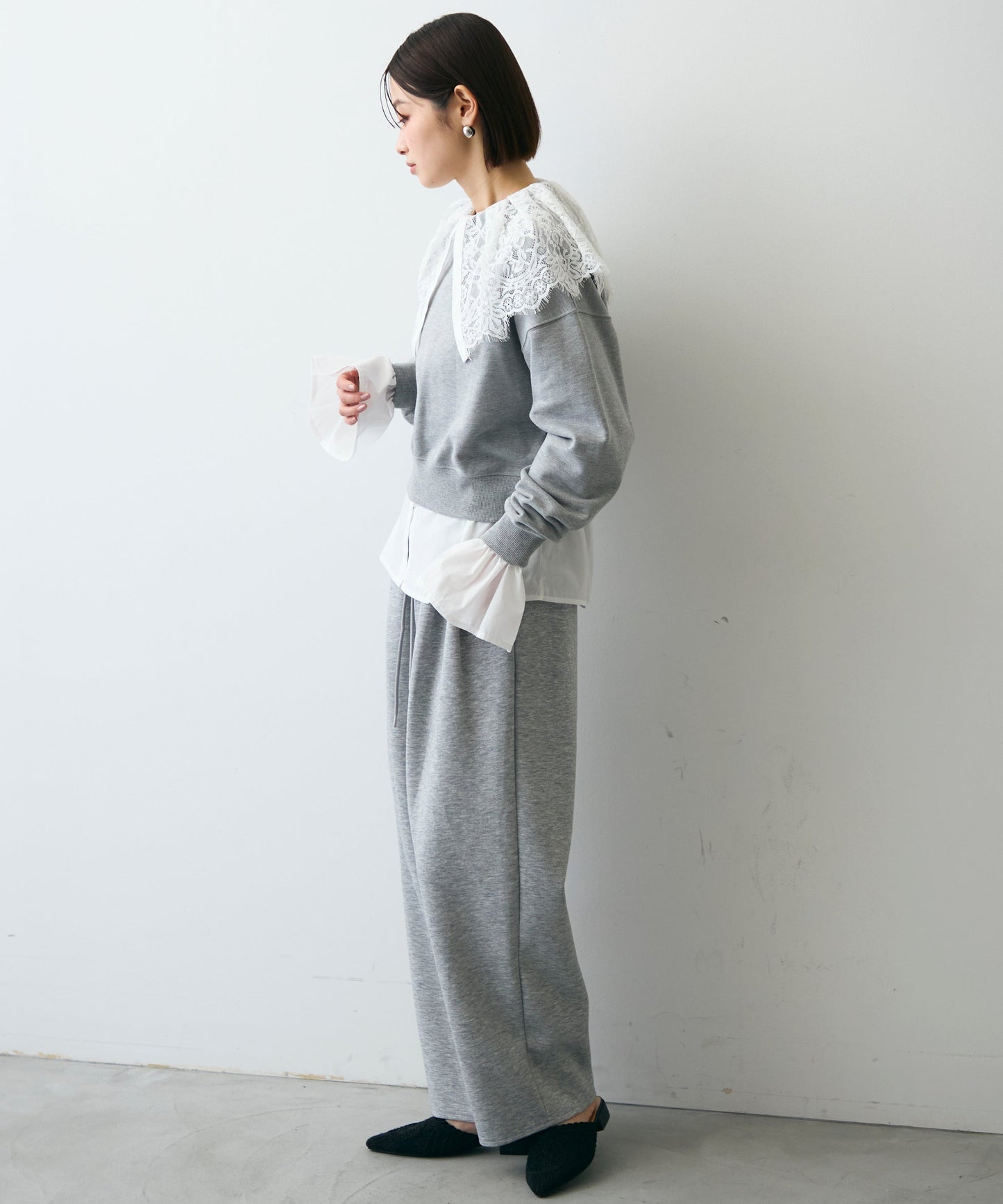 レースビッグカラーブラウス