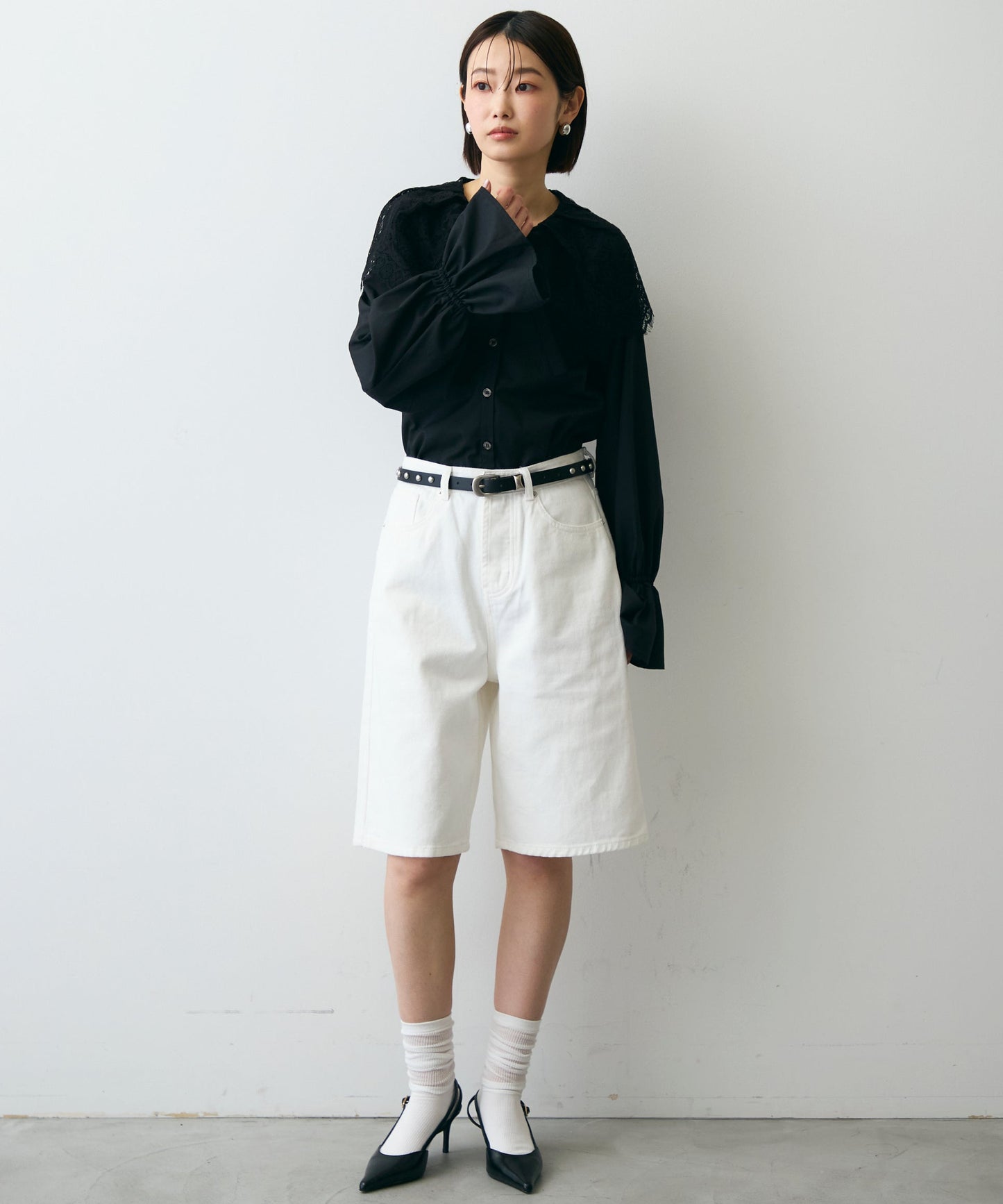 レースビッグカラーブラウス