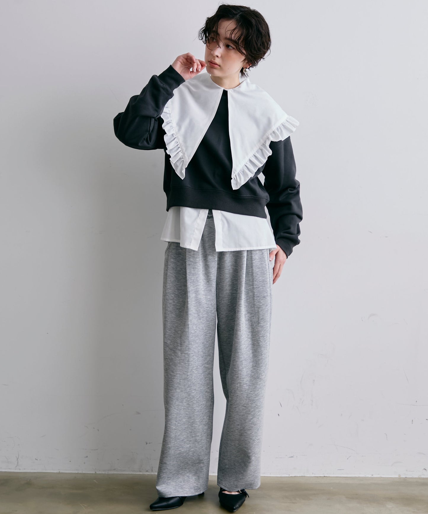 2WAYビッグフリルカラーブラウス