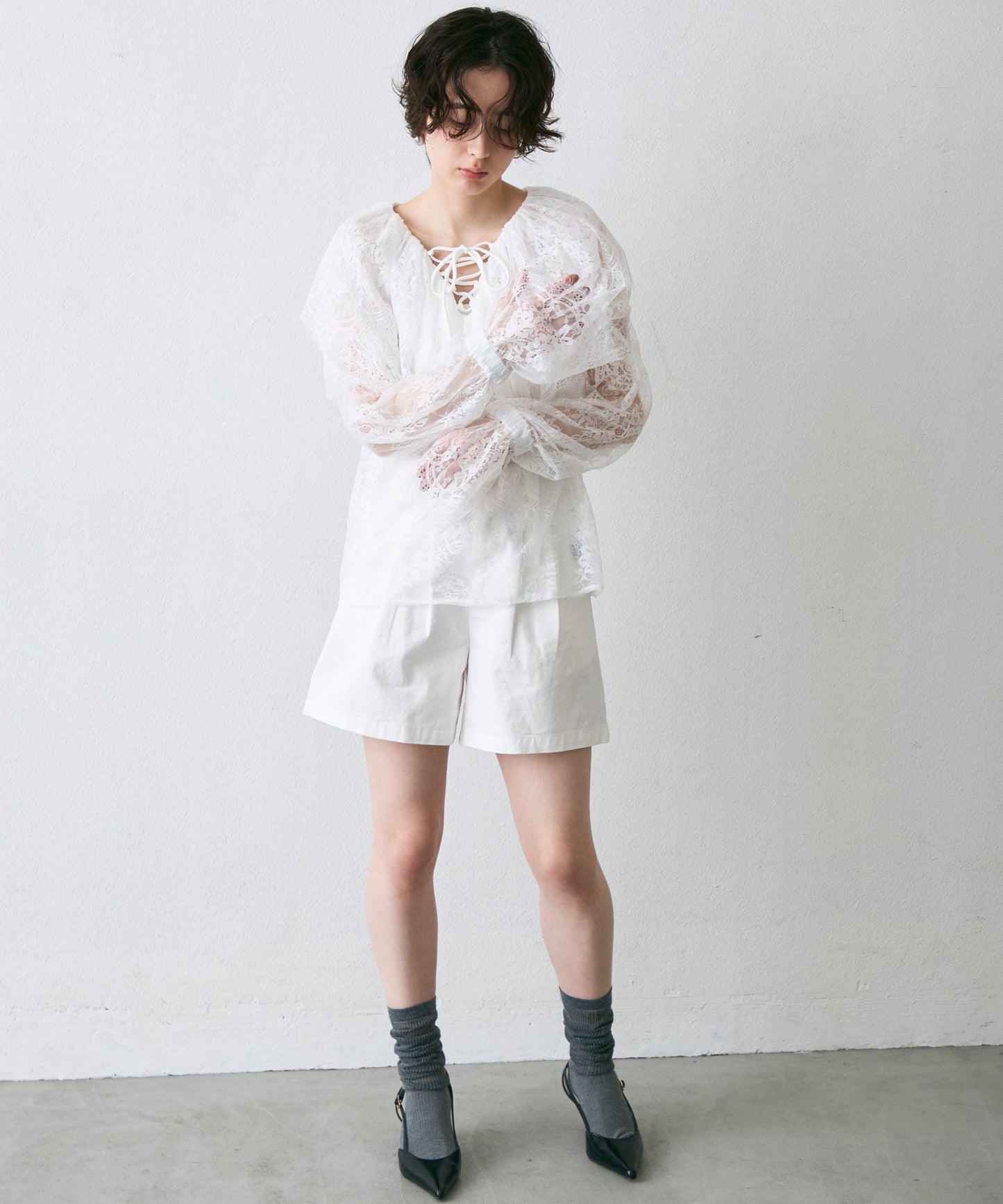 レースフリルブラウス