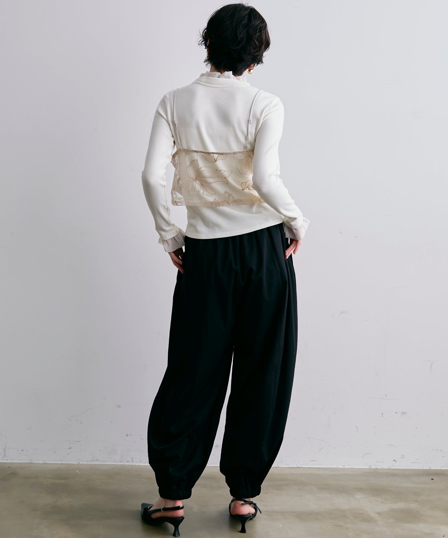 オーガンジーフリルレイヤード風カットソー