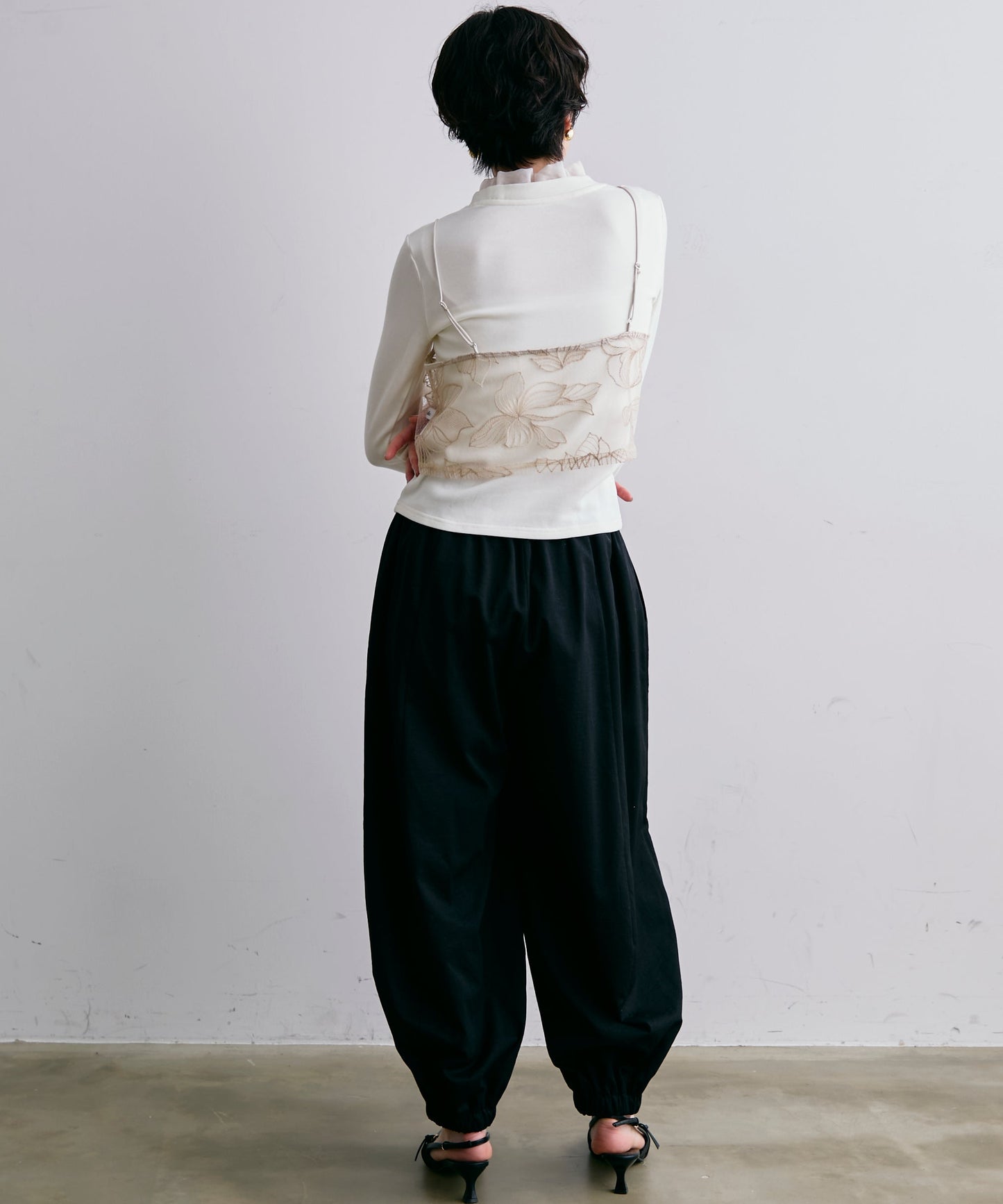 オーガンジーフリルレイヤード風カットソー