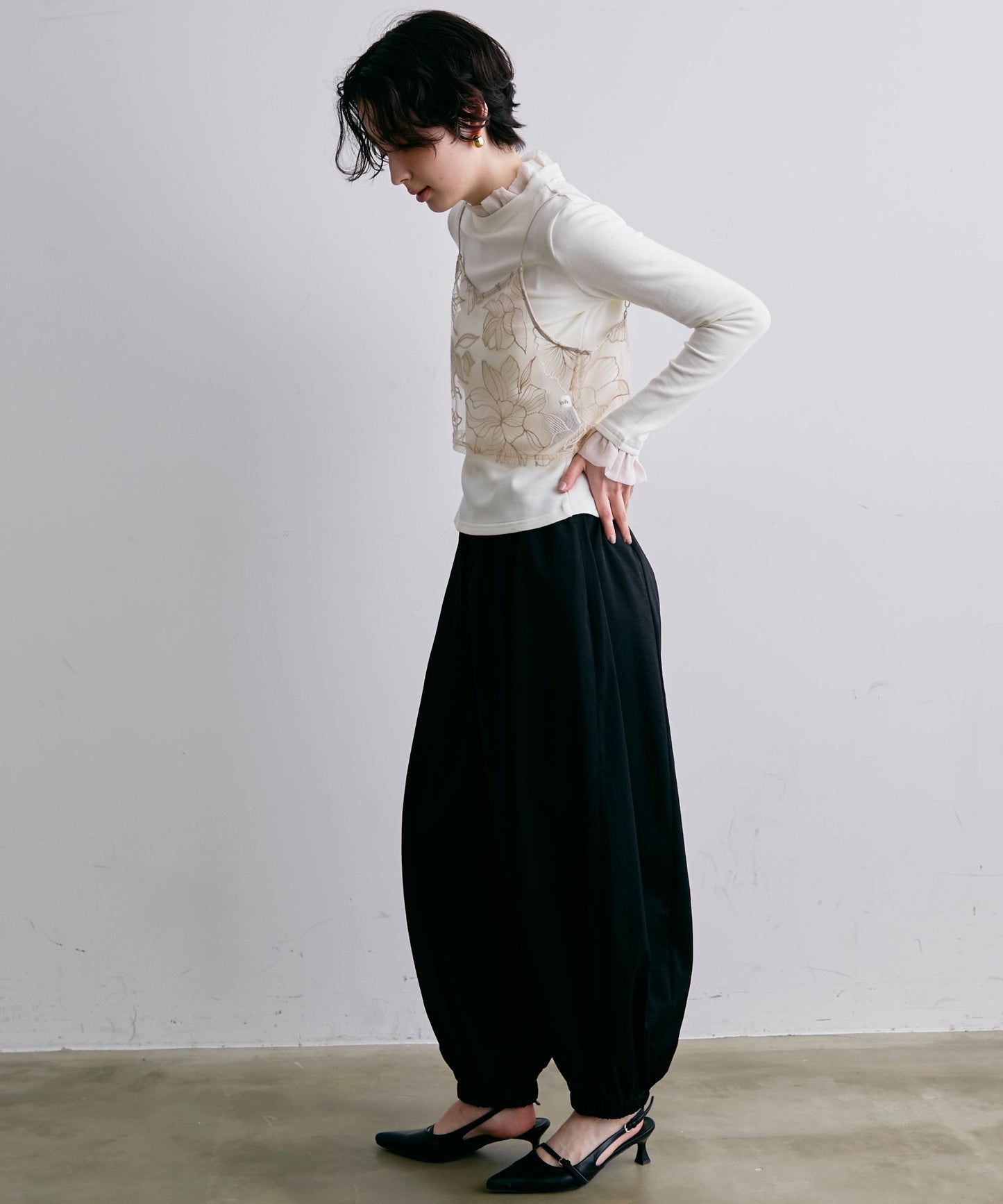 オーガンジーフリルレイヤード風カットソー