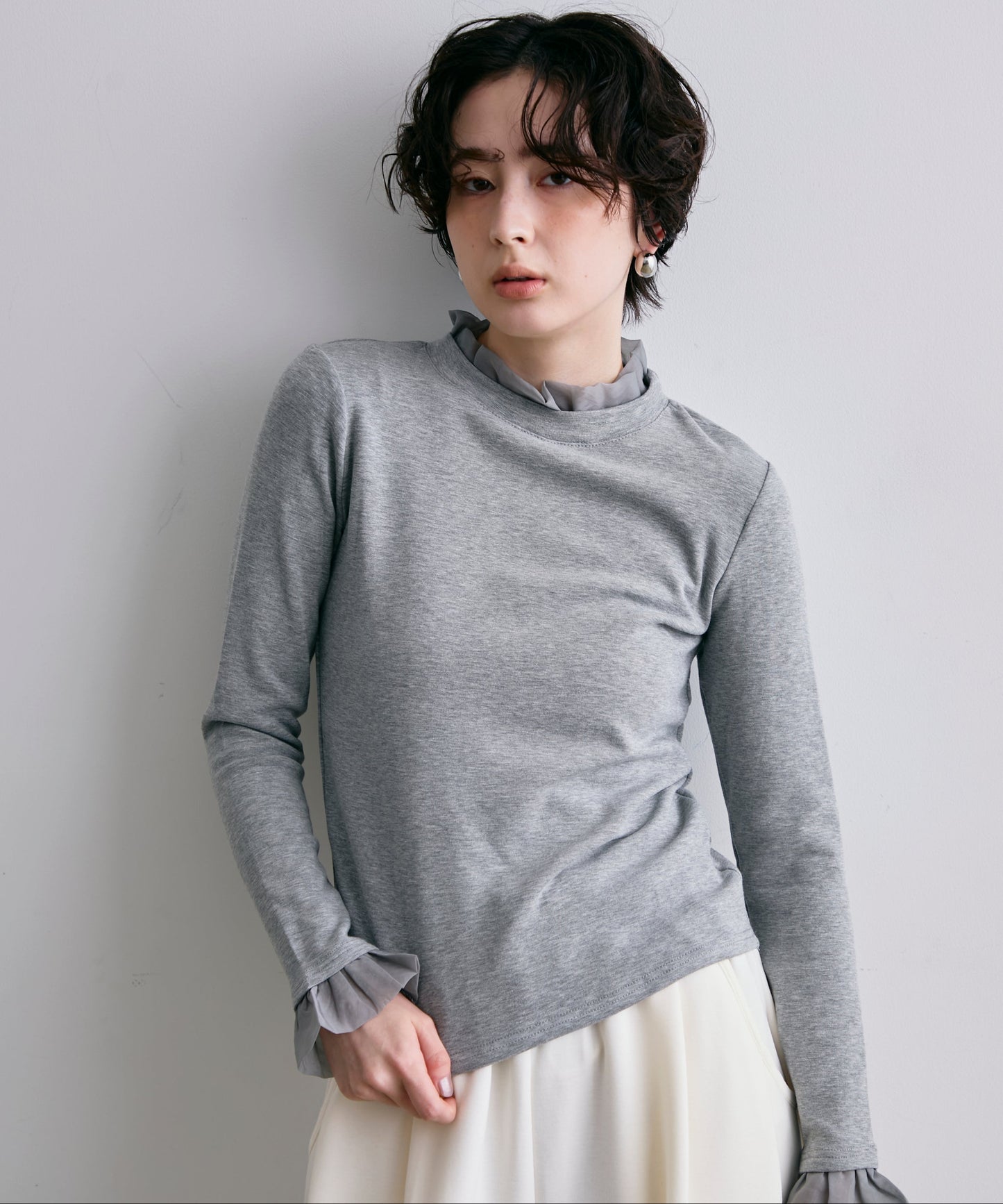 オーガンジーフリルレイヤード風カットソー