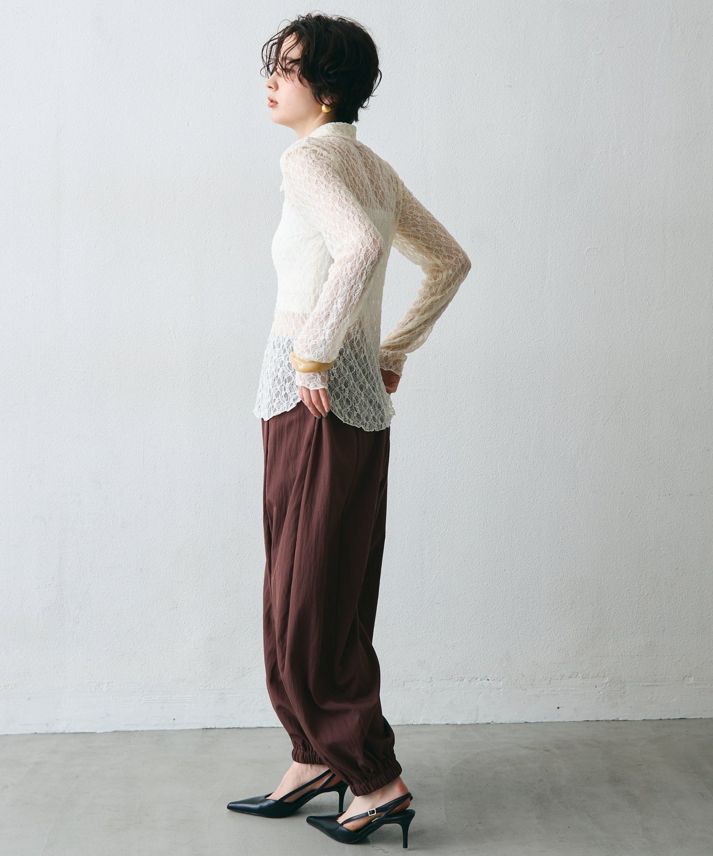 レースポロ襟シャツ