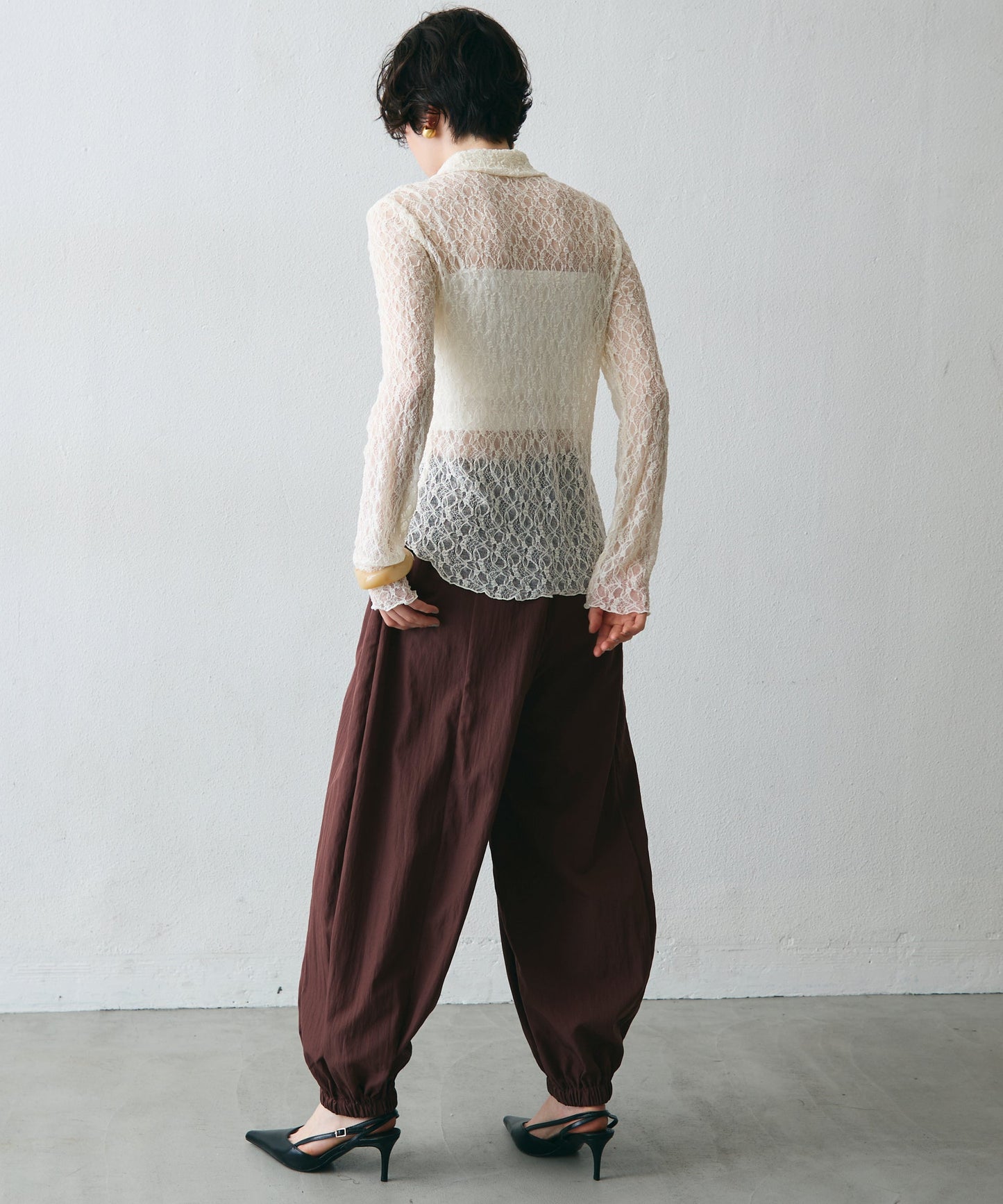 レースポロ襟シャツ