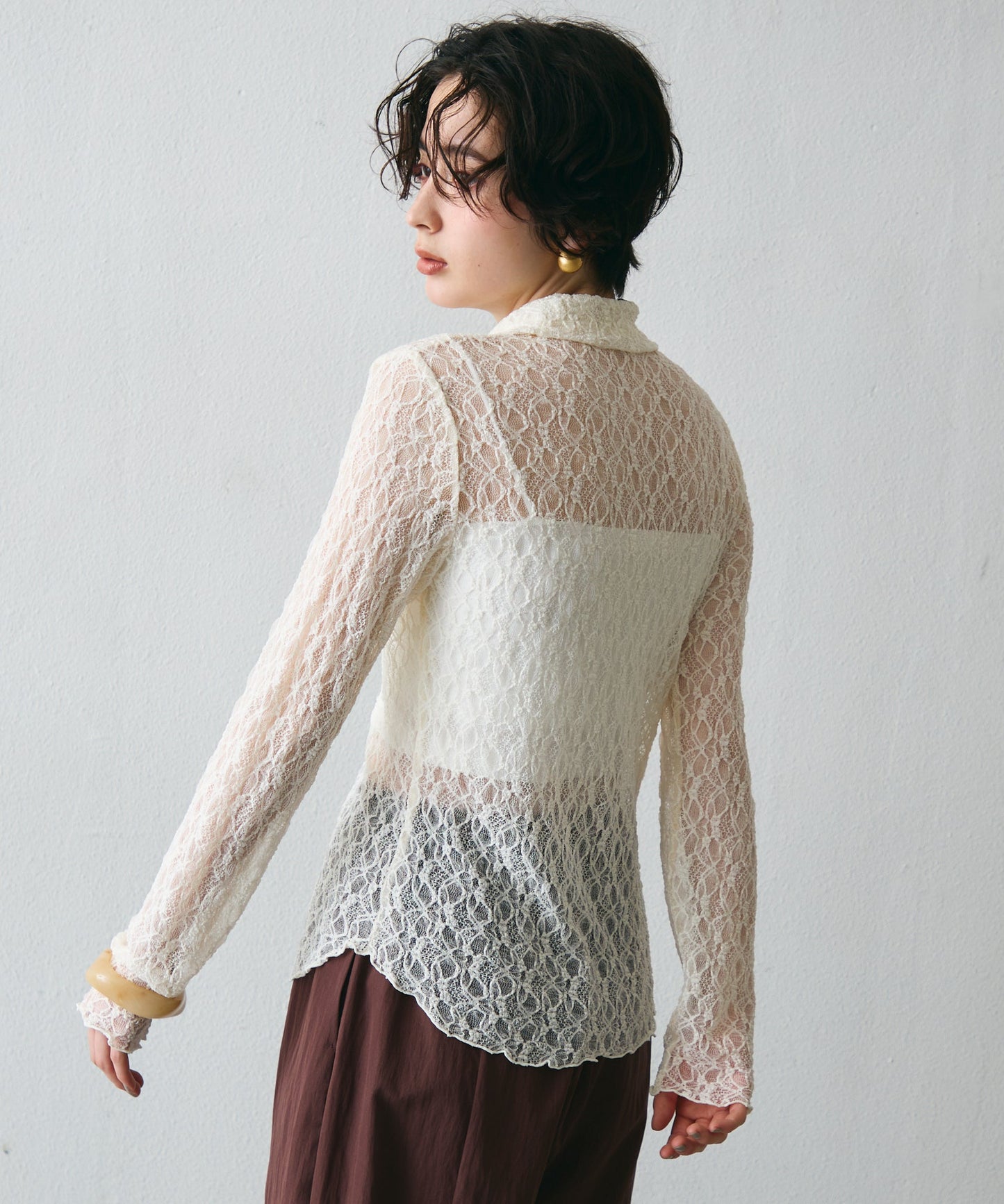 レースポロ襟シャツ