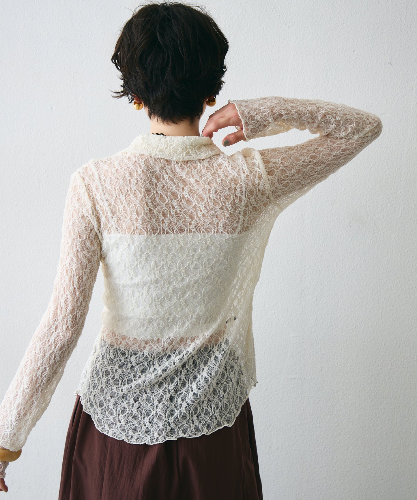 レースポロ襟シャツ