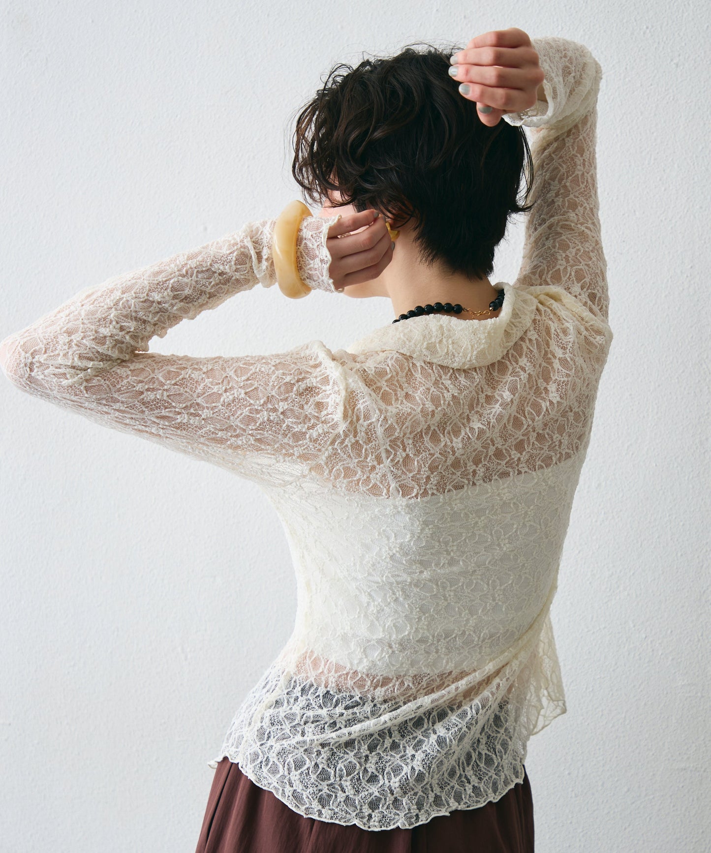 レースポロ襟シャツ