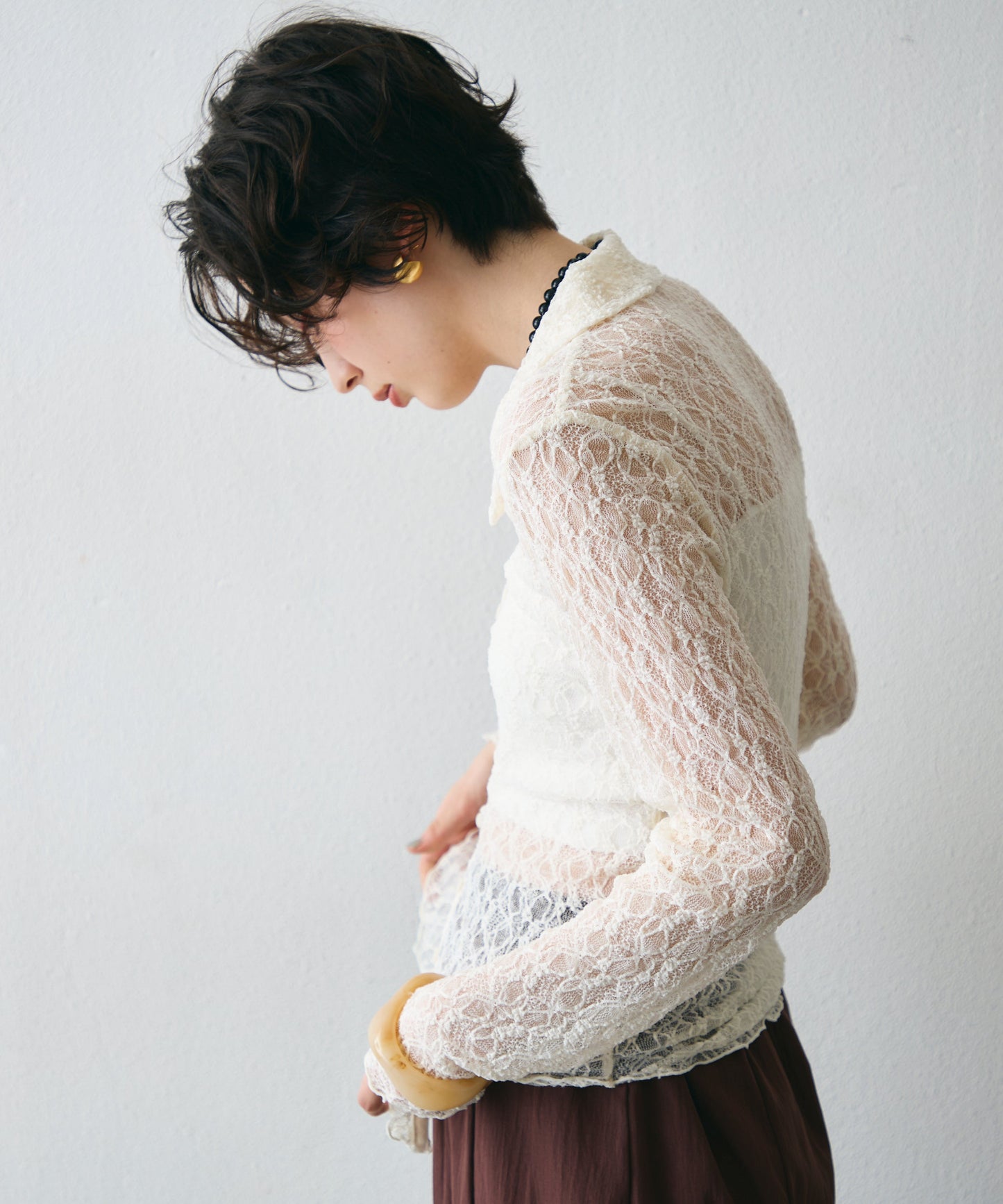 レースポロ襟シャツ