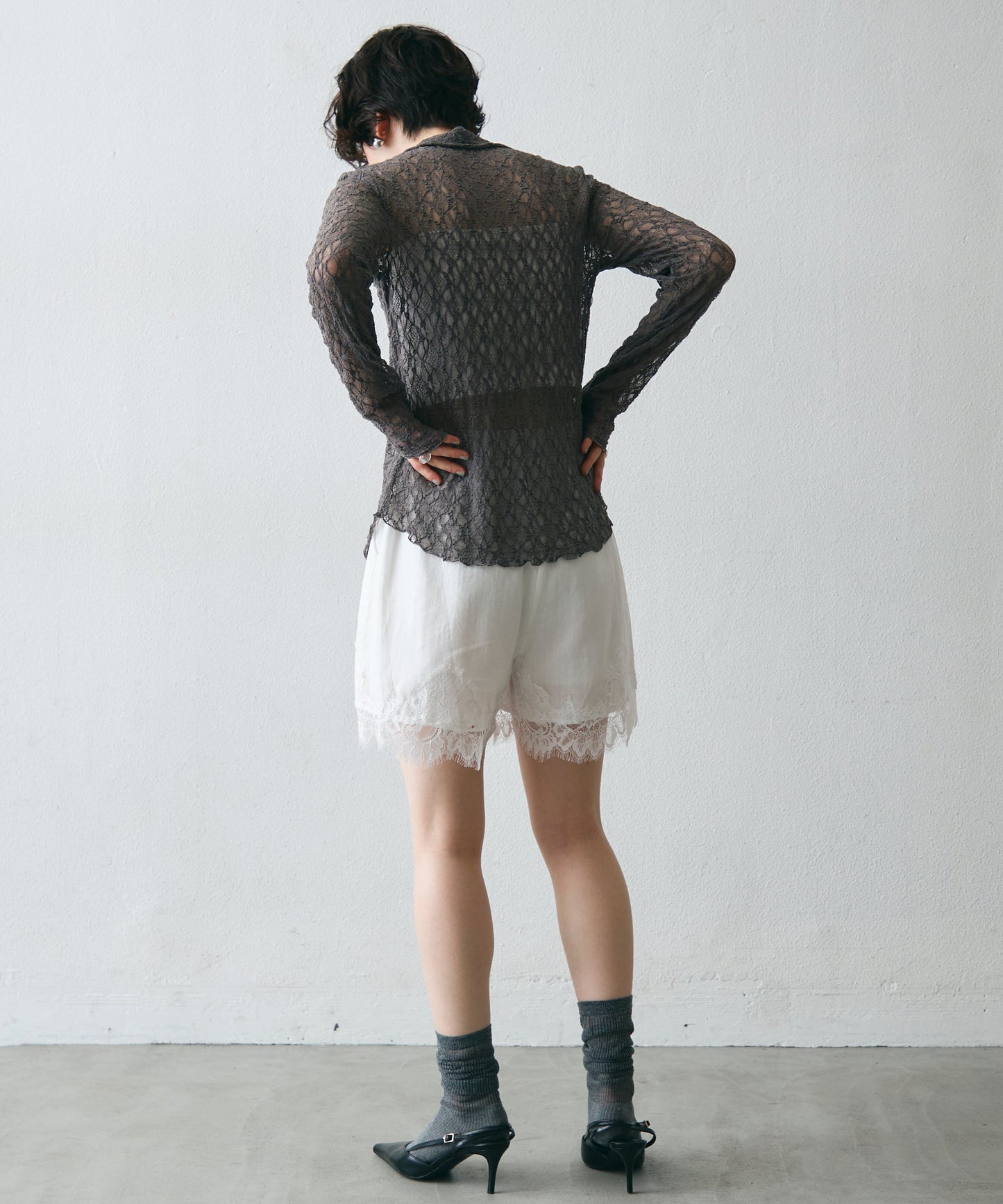 レースポロ襟シャツ