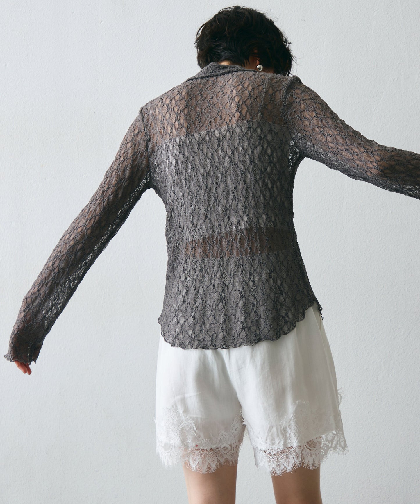 レースポロ襟シャツ