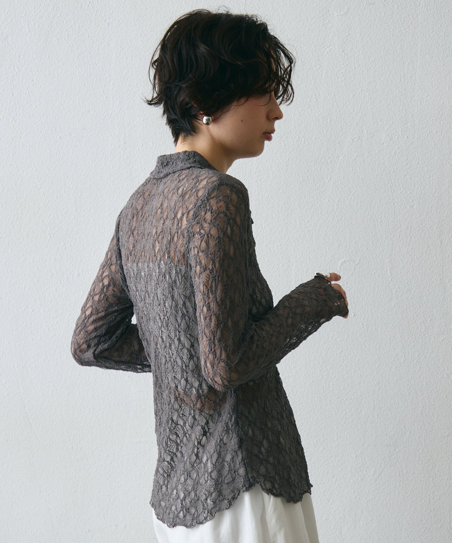 レースポロ襟シャツ